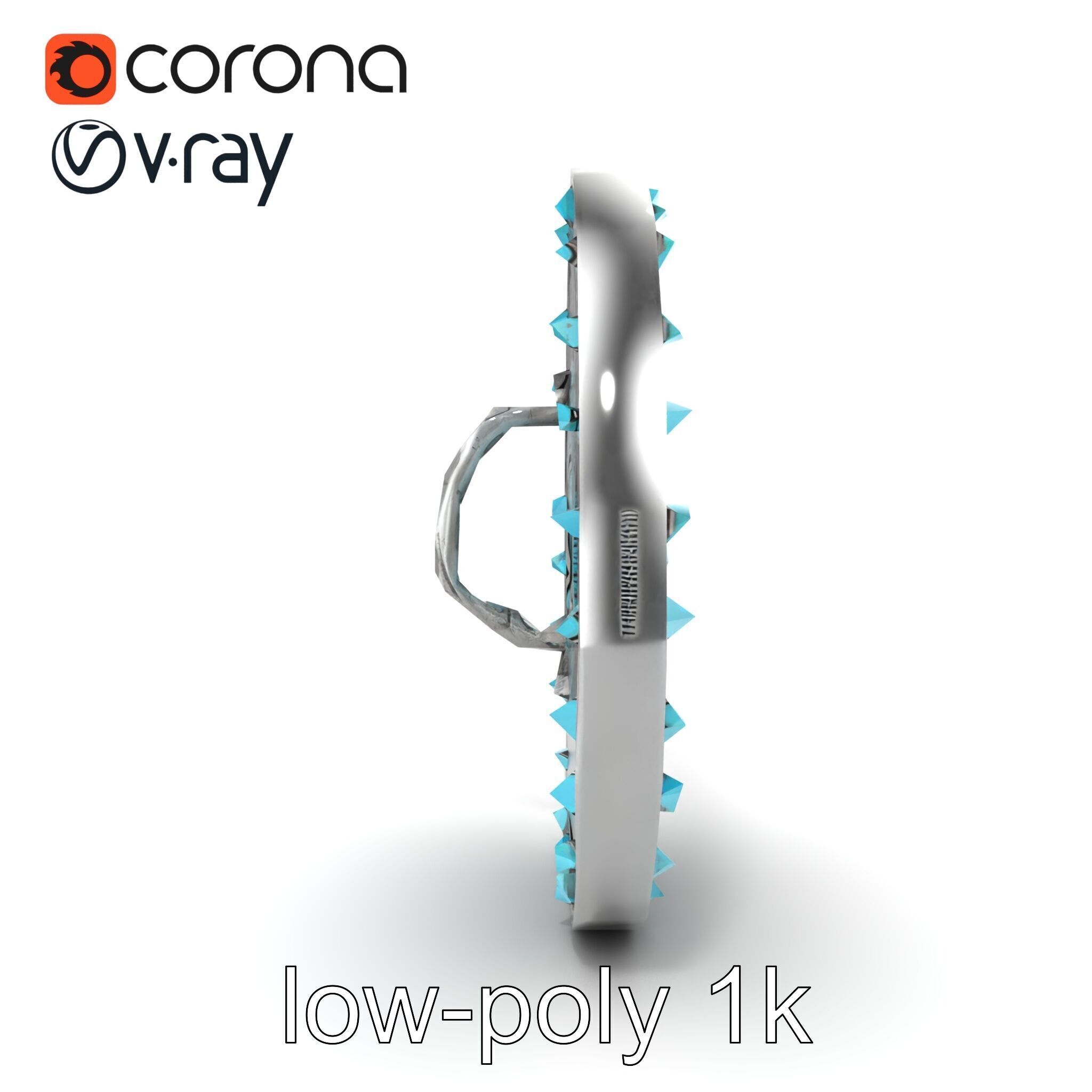 Magical Silver Shield with Turquoise Gemstones model pack Low-poly 3D model_23