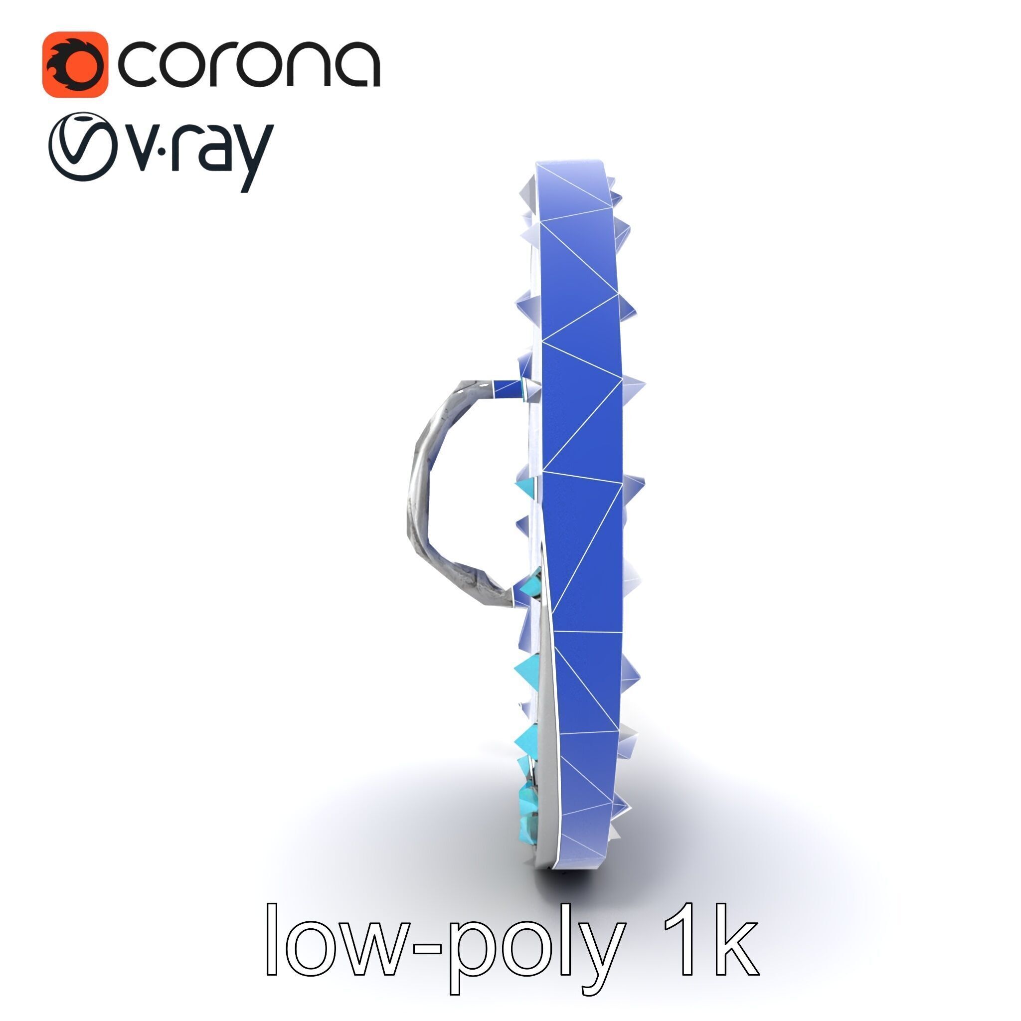 Magical Silver Shield with Turquoise Gemstones model pack Low-poly 3D model_18