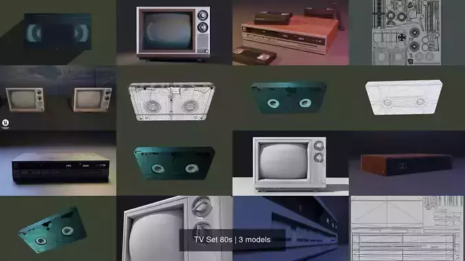 TV Set 80s 3D Model Collection