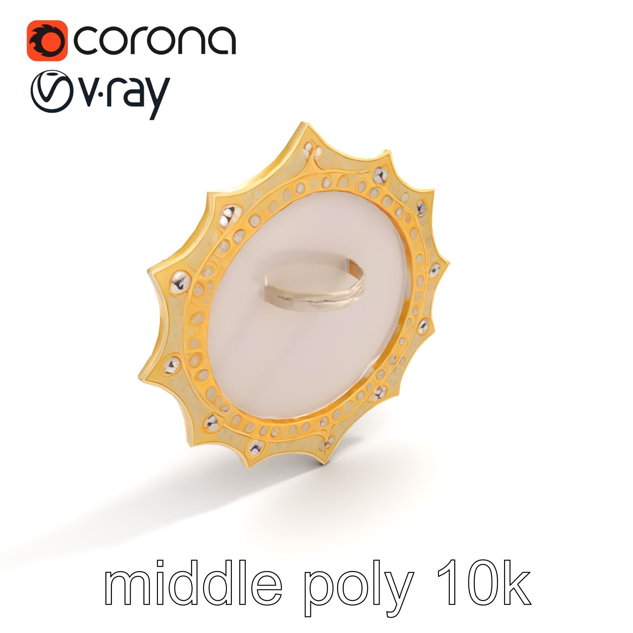 Divine Celestial Shield with Amethyst Crystal model pack Low-poly 3D model_8