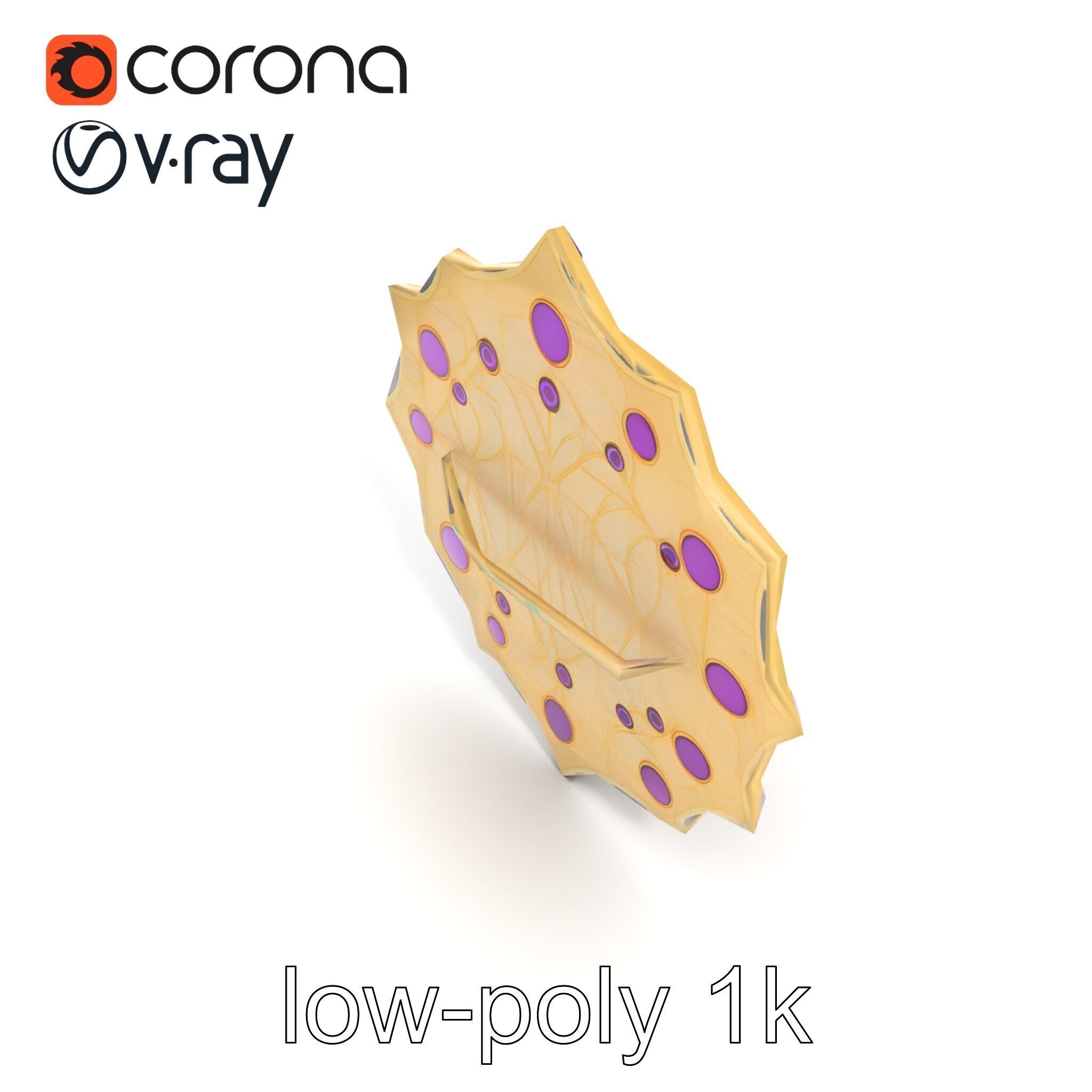 Divine Celestial Shield with Amethyst Crystal model pack Low-poly 3D model_26