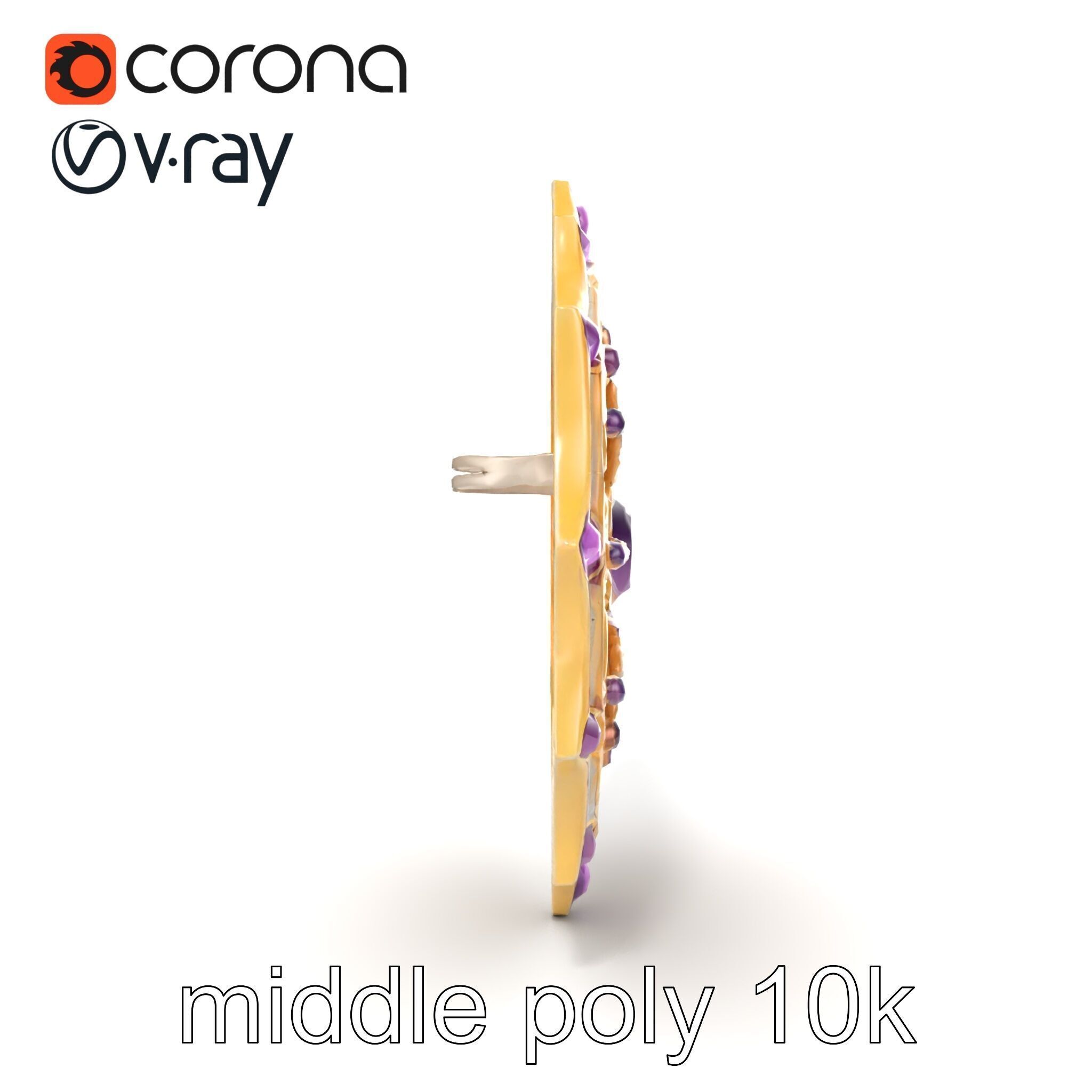 Divine Celestial Shield with Amethyst Crystal model pack Low-poly 3D model_15