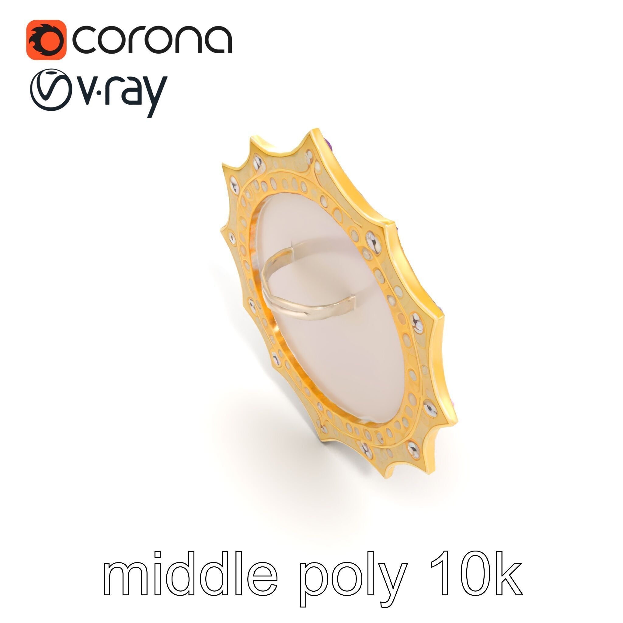 Divine Celestial Shield with Amethyst Crystal model pack Low-poly 3D model_24