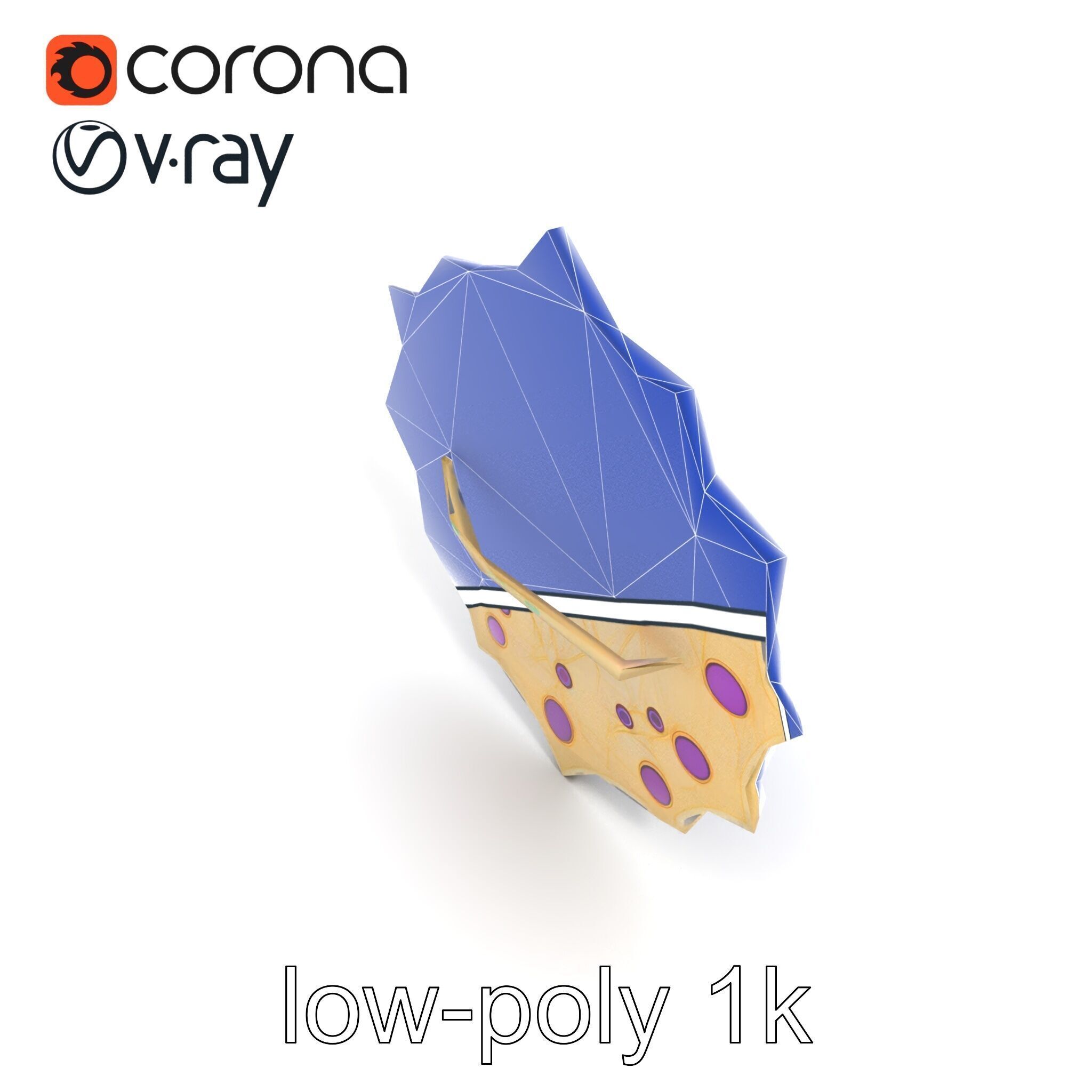 Divine Celestial Shield with Amethyst Crystal model pack Low-poly 3D model_18