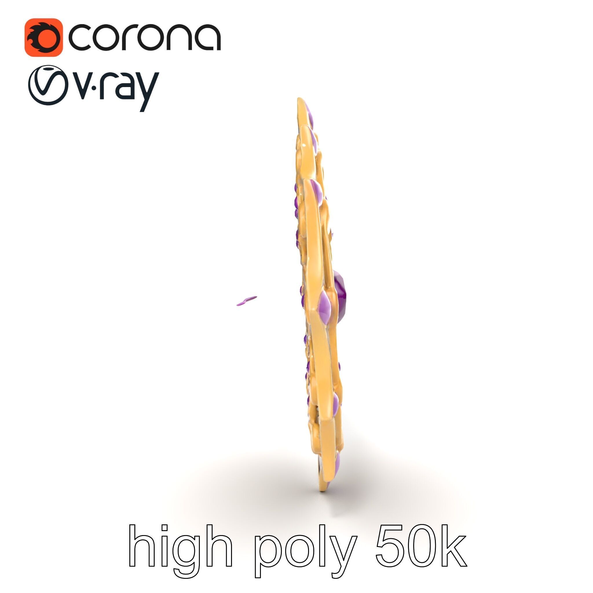 Divine Celestial Shield with Amethyst Crystal model pack Low-poly 3D model_13