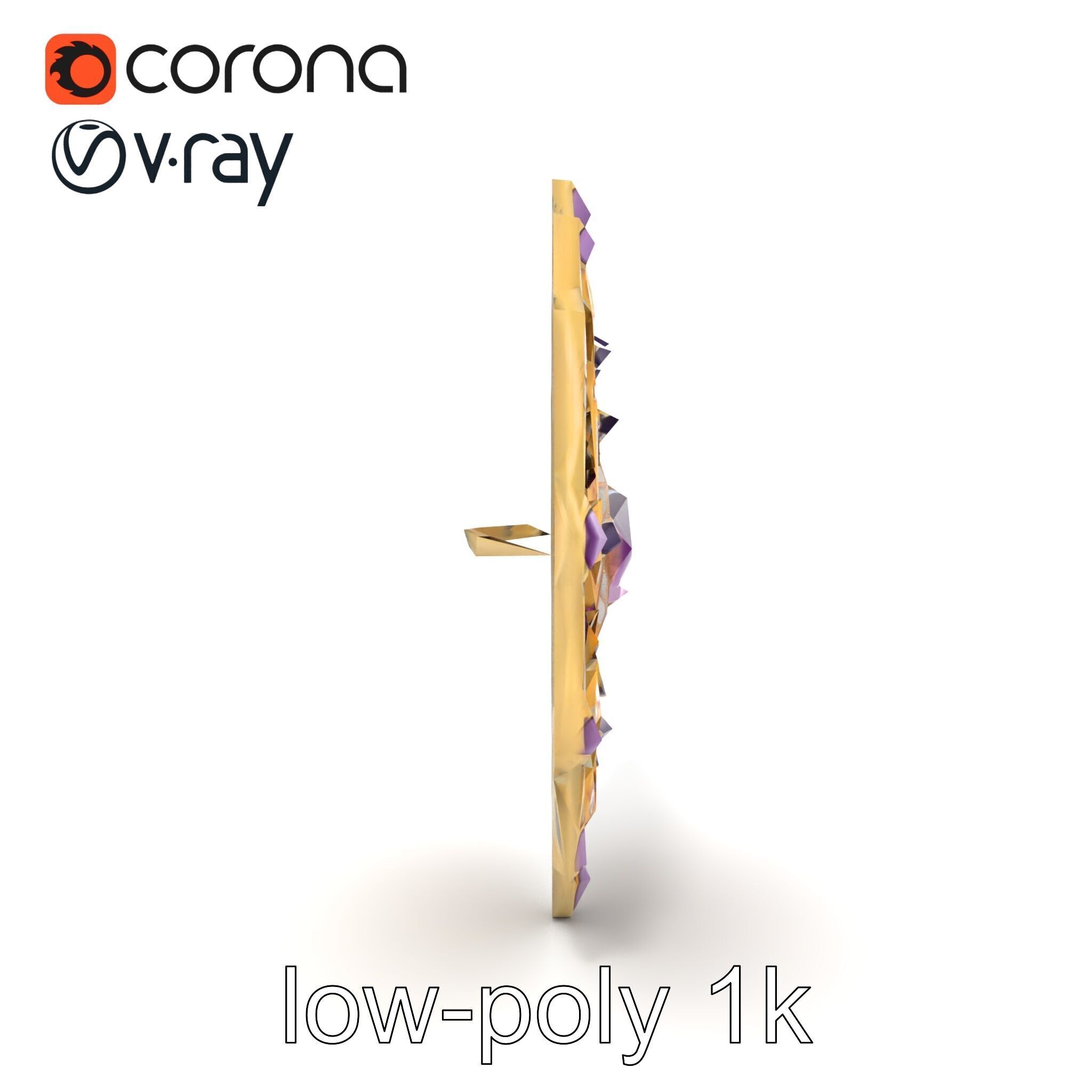 Divine Celestial Shield with Amethyst Crystal model pack Low-poly 3D model_21