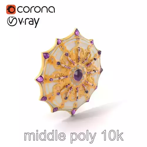 Divine Celestial Shield with Amethyst Crystal model pack Low-poly 3D model