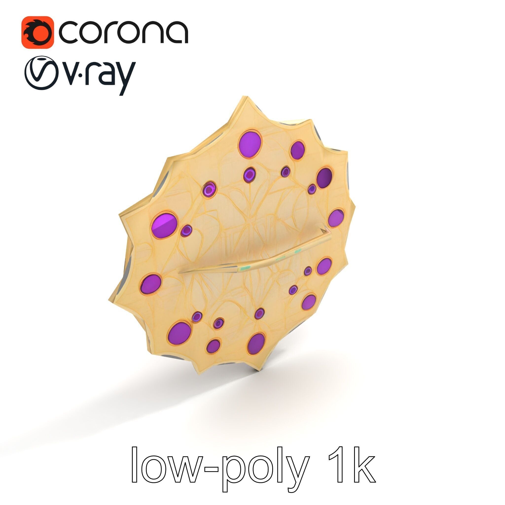 Divine Celestial Shield with Amethyst Crystal model pack Low-poly 3D model_9