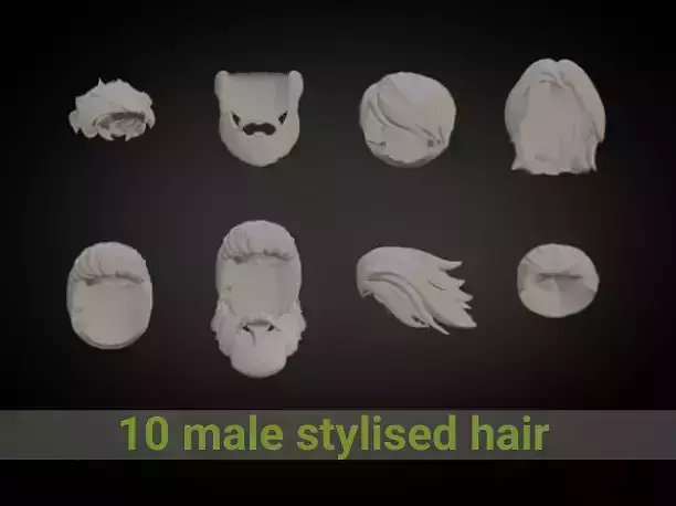 male stylised hair lowpoly