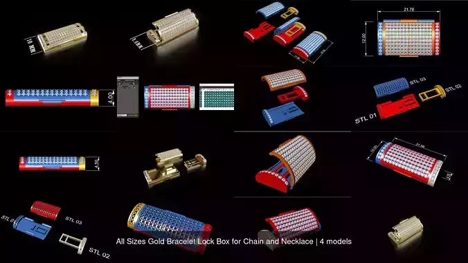 All Sizes Gold Bracelet Lock Box for Chain and Necklace