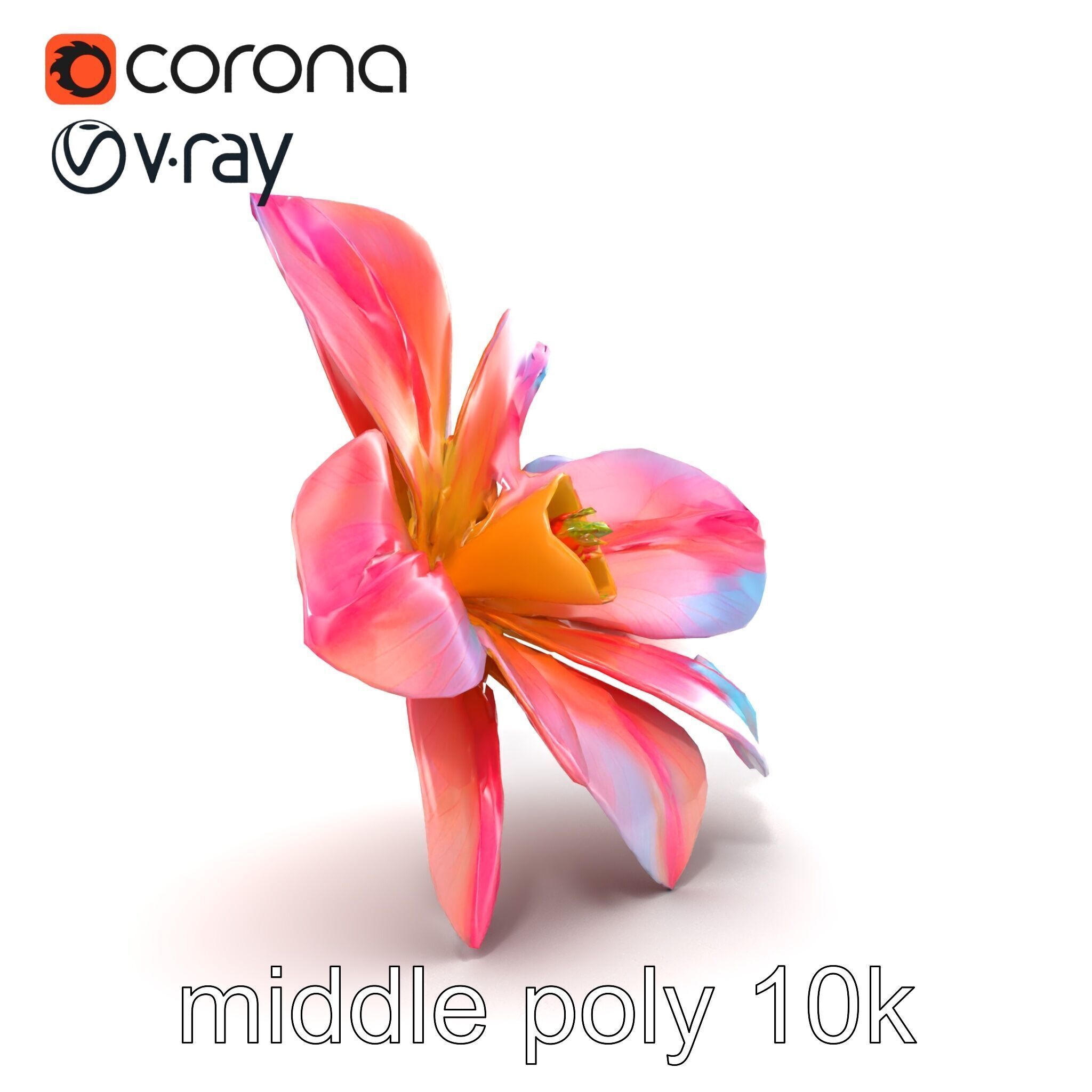 Iridescent Ethereal Flower with Veined Petals model pack Low-poly 3D model_23