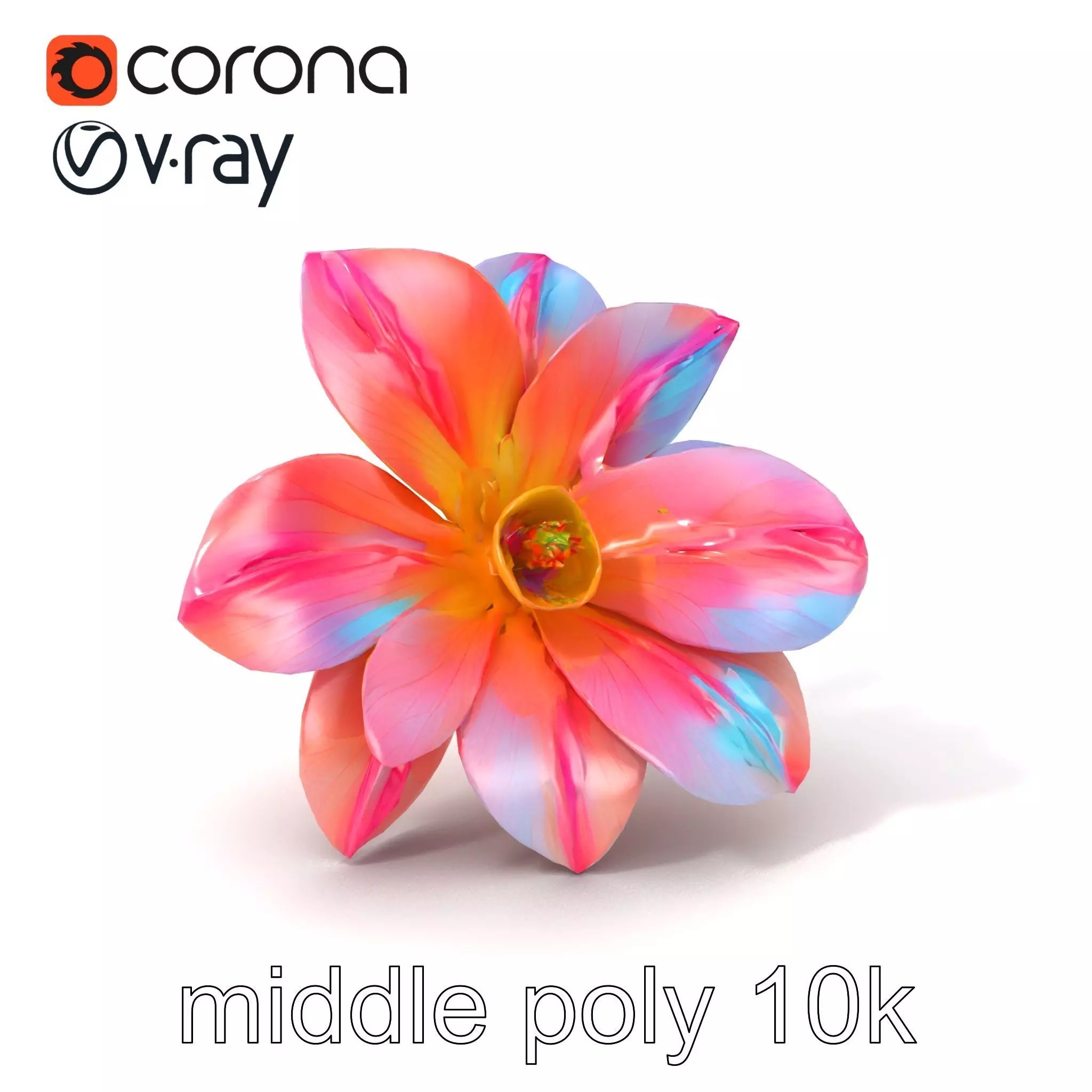 Iridescent Ethereal Flower with Veined Petals model pack Low-poly 3D model_0