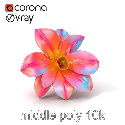 Iridescent Ethereal Flower with Veined Petals model pack Low-poly 3D model