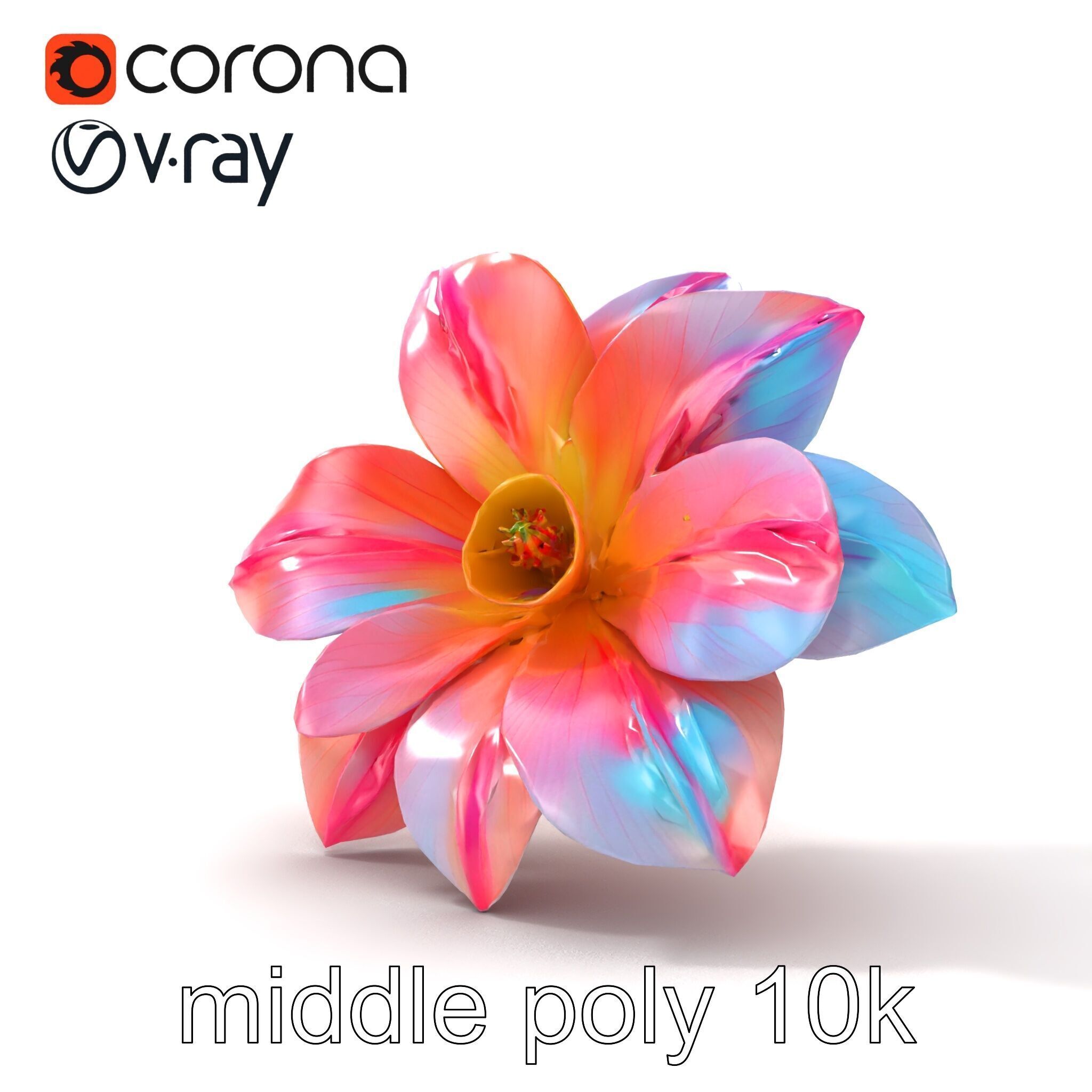 Iridescent Ethereal Flower with Veined Petals model pack Low-poly 3D model_24