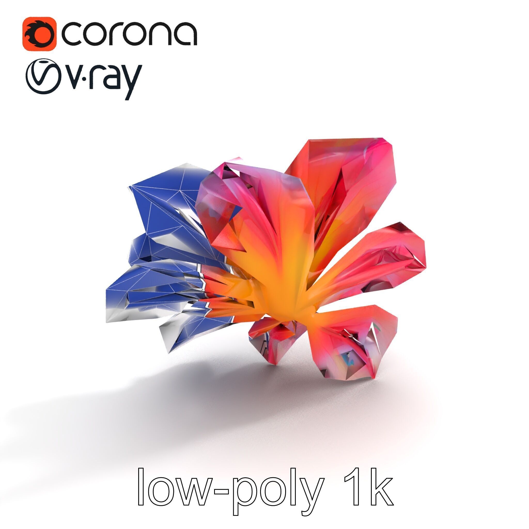 Iridescent Ethereal Flower with Veined Petals model pack Low-poly 3D model_15