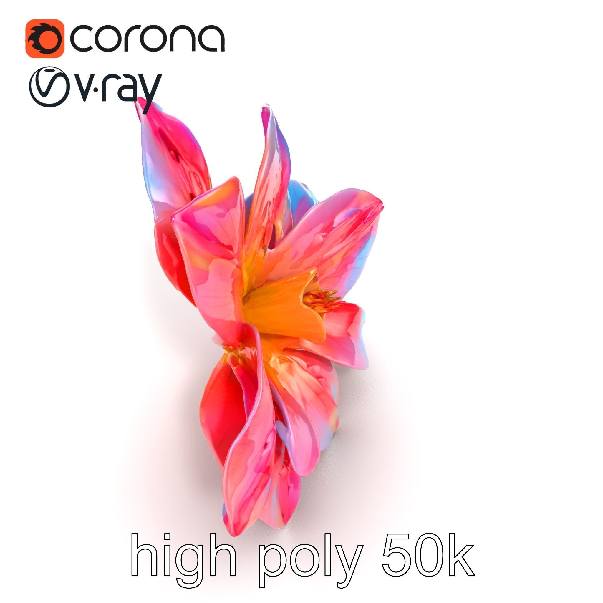 Iridescent Ethereal Flower with Veined Petals model pack Low-poly 3D model_27