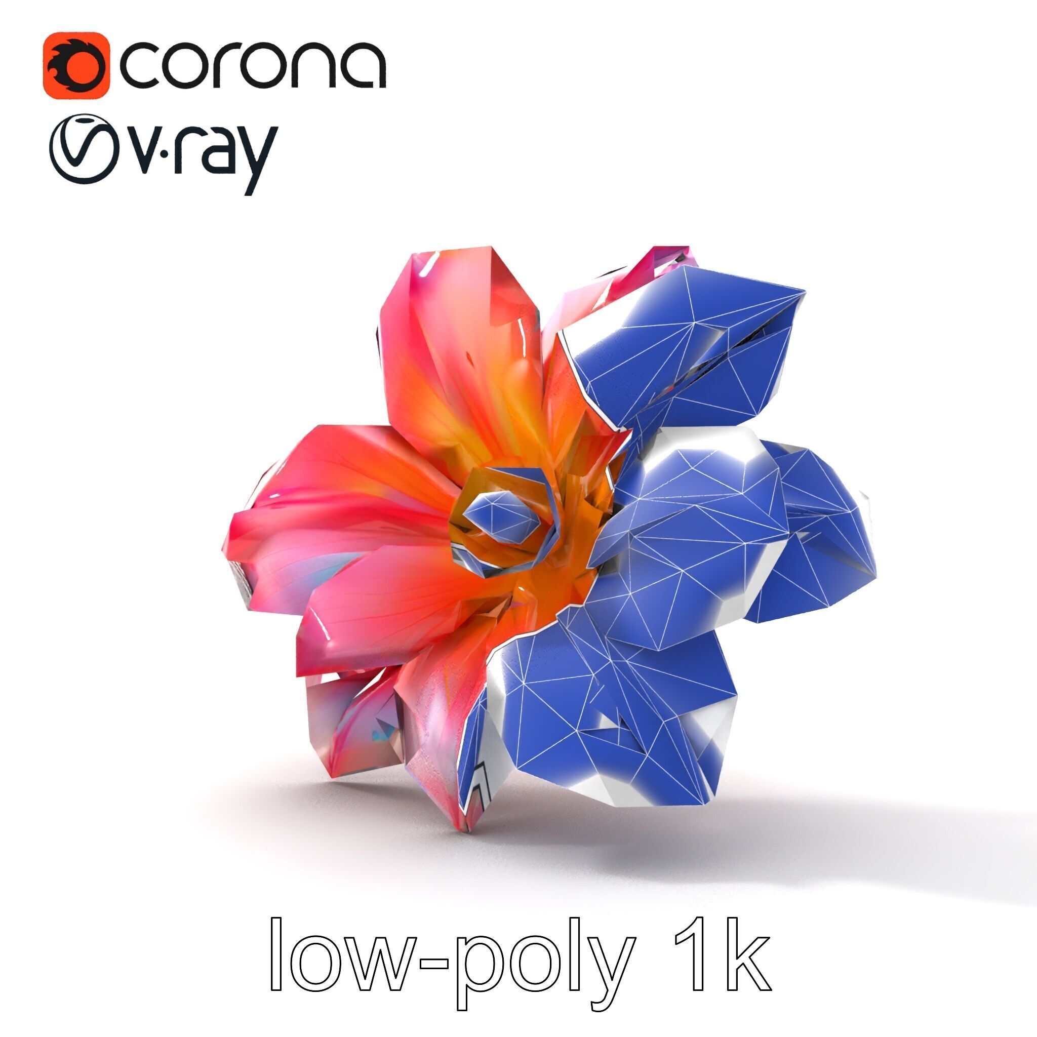 Iridescent Ethereal Flower with Veined Petals model pack Low-poly 3D model_18