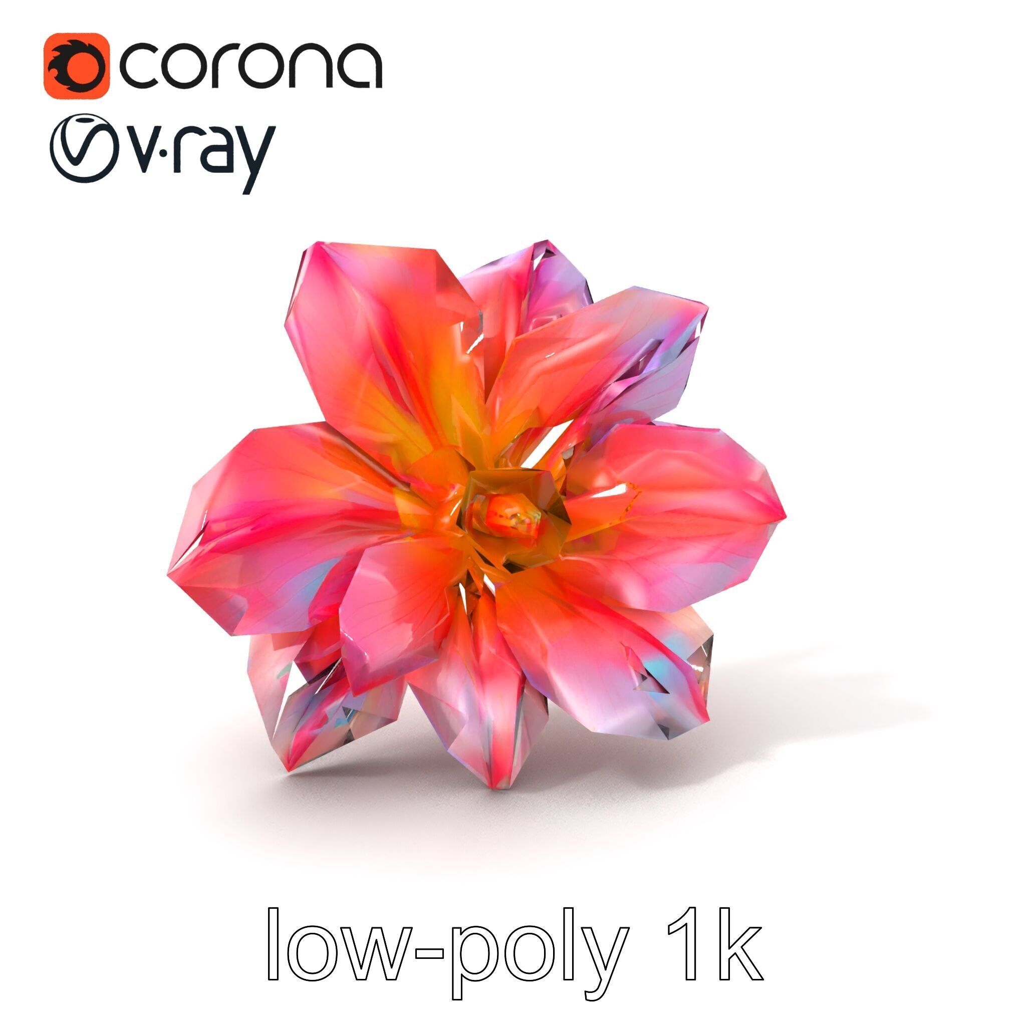 Iridescent Ethereal Flower with Veined Petals model pack Low-poly 3D model_5