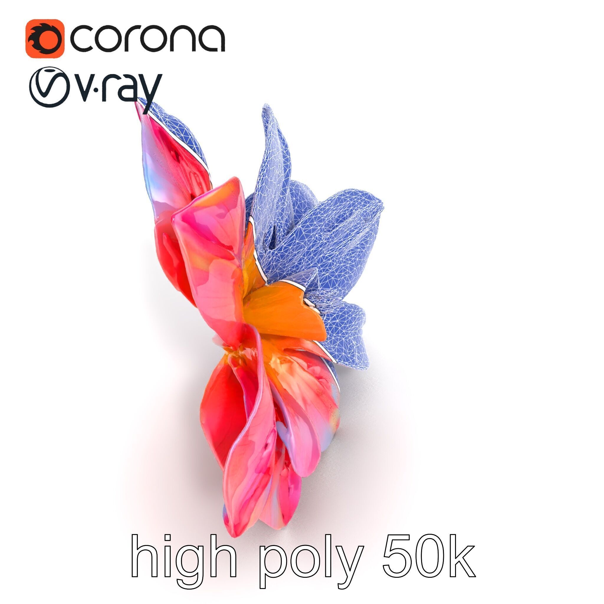 Iridescent Ethereal Flower with Veined Petals model pack Low-poly 3D model_21