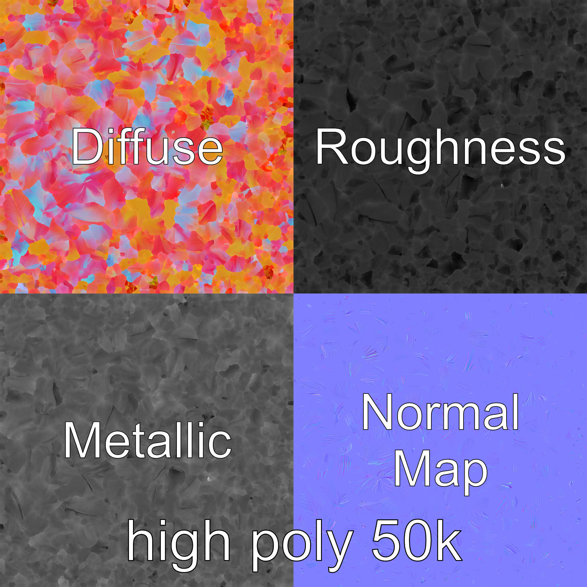 Iridescent Ethereal Flower with Veined Petals model pack Low-poly 3D model_3