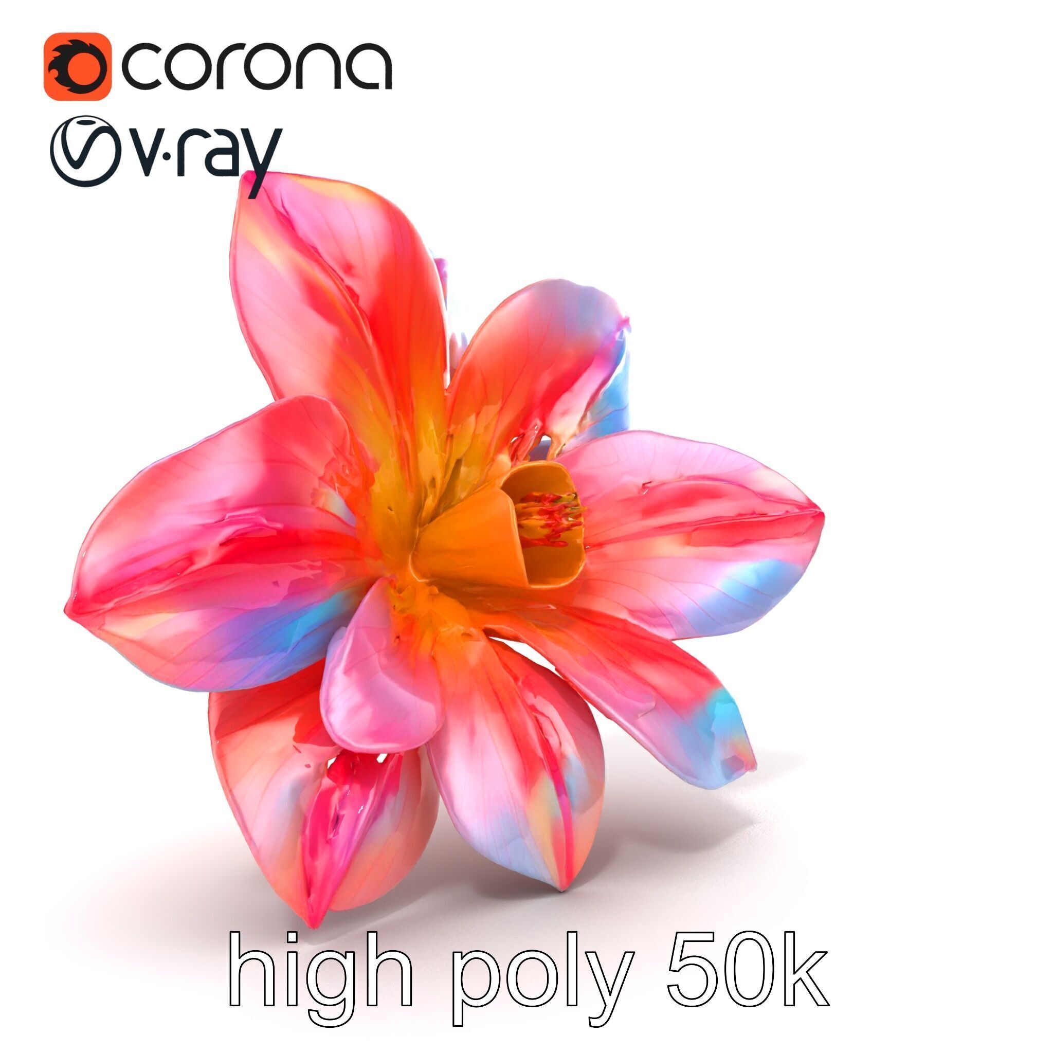 Iridescent Ethereal Flower with Veined Petals model pack Low-poly 3D model_29