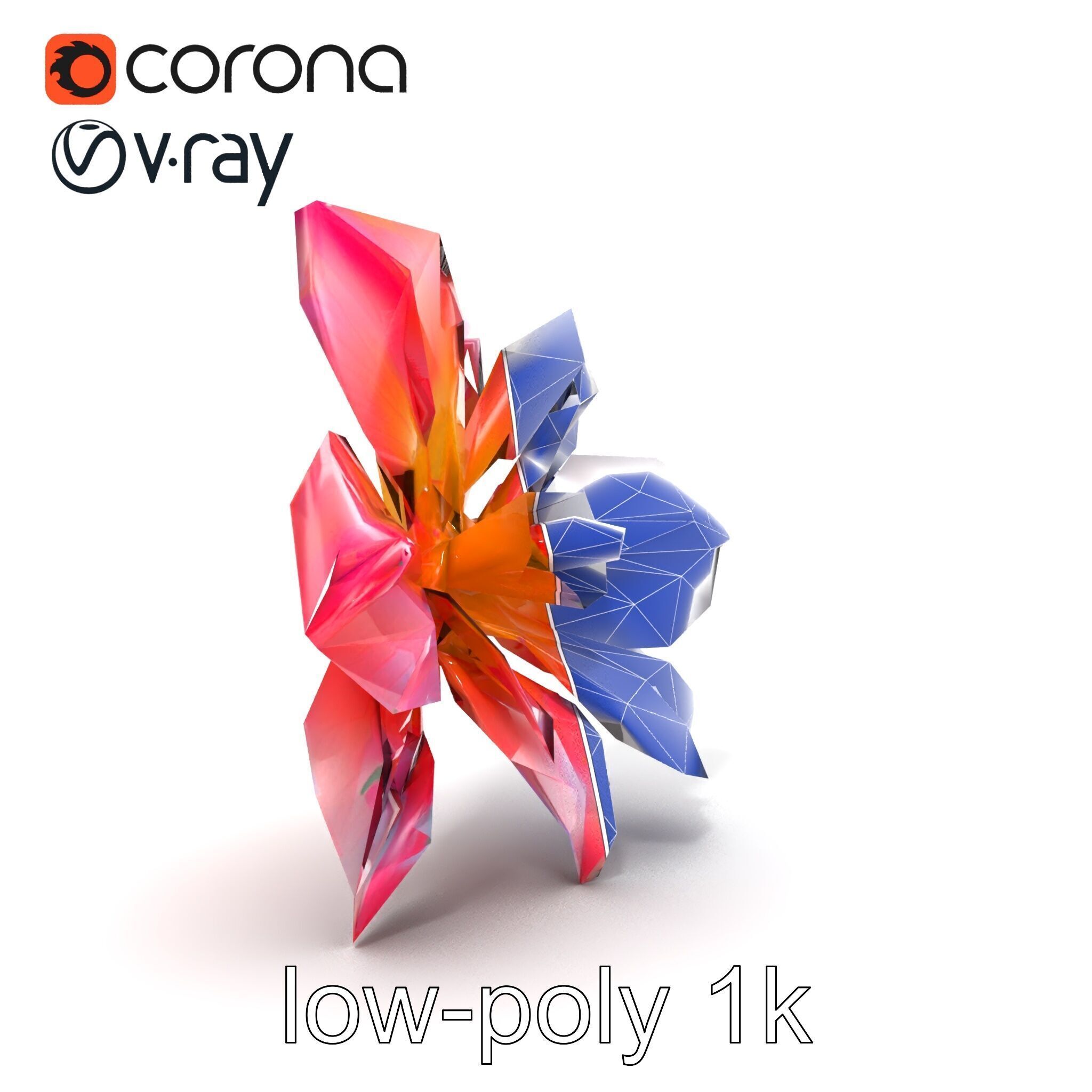 Iridescent Ethereal Flower with Veined Petals model pack Low-poly 3D model_16