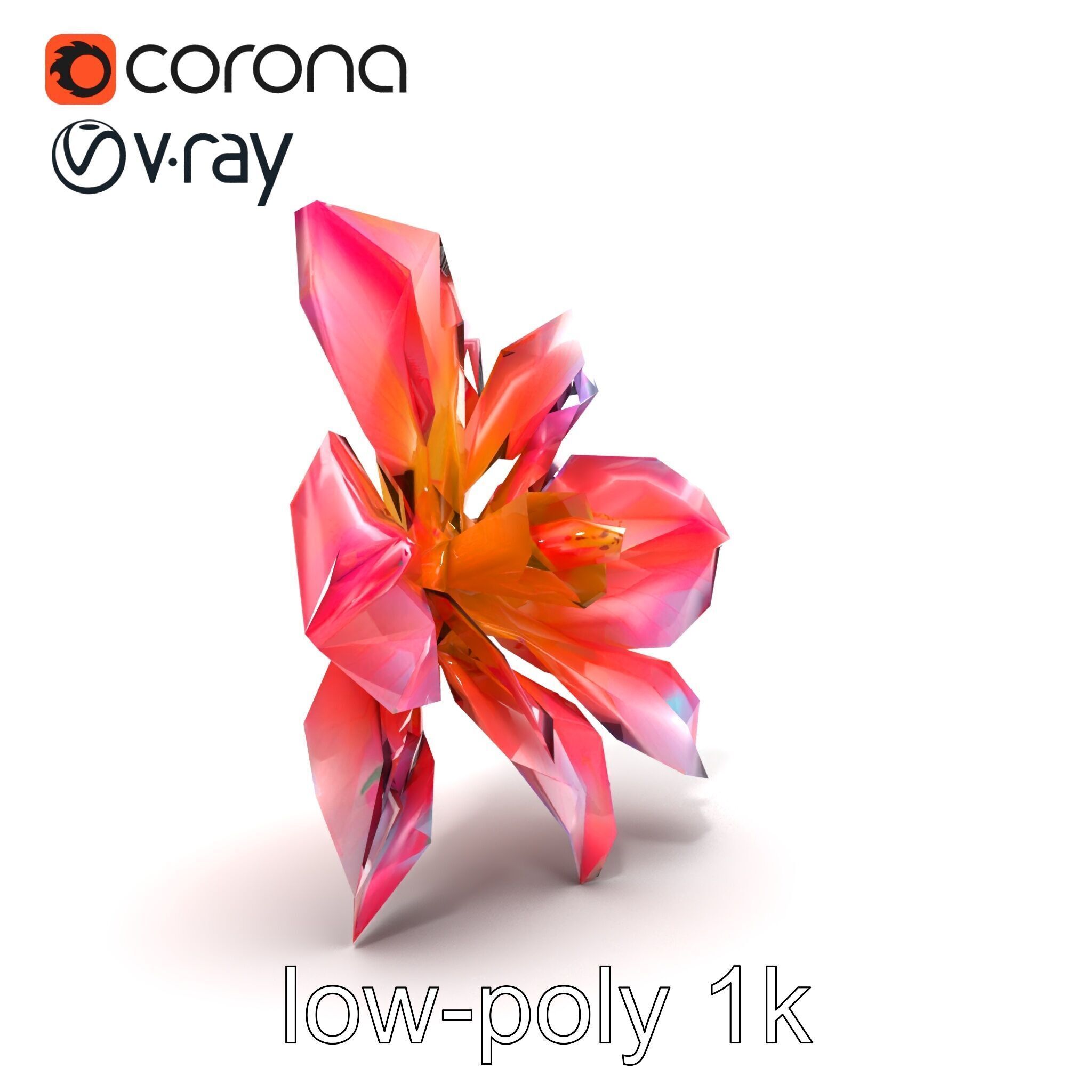 Iridescent Ethereal Flower with Veined Petals model pack Low-poly 3D model_30