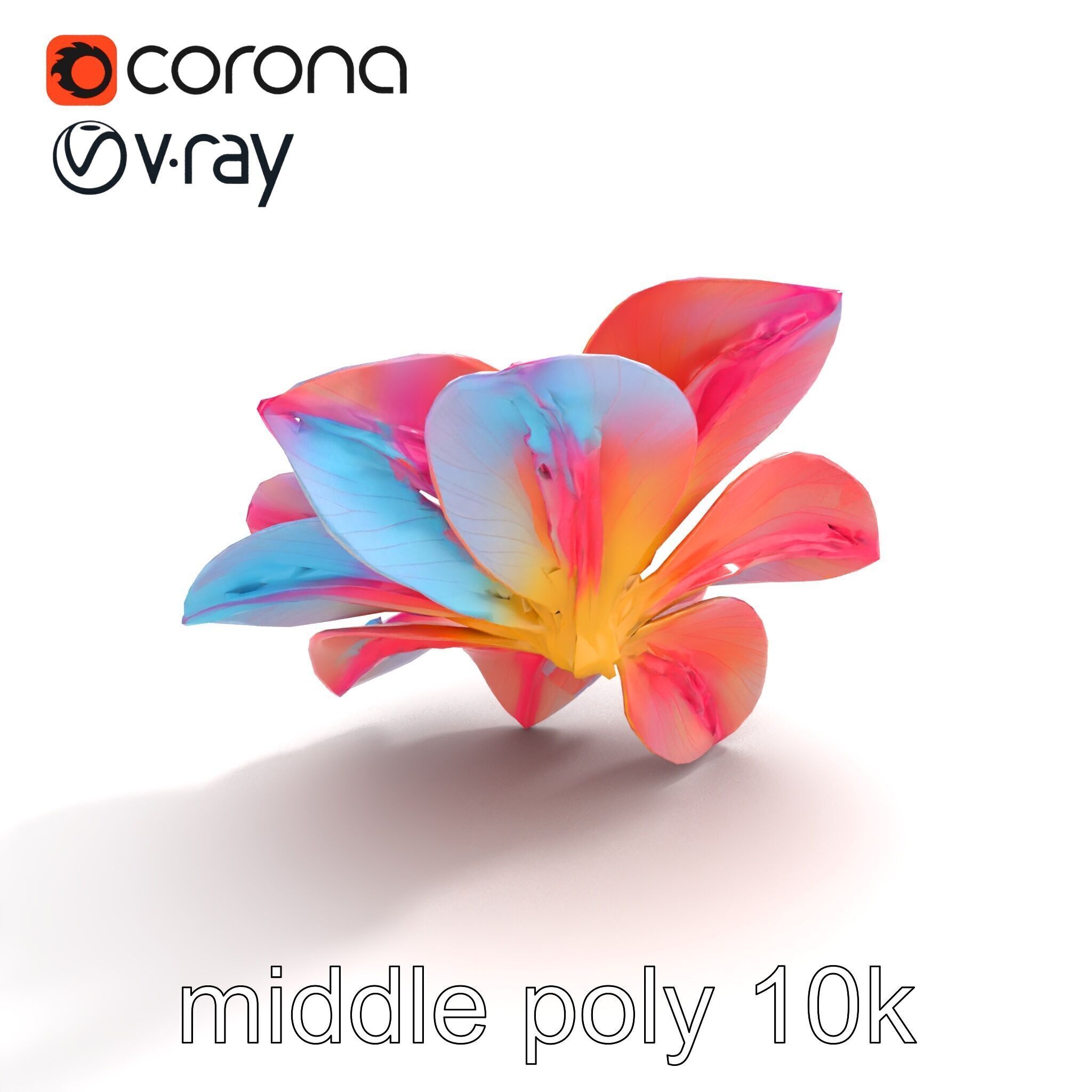 Iridescent Ethereal Flower with Veined Petals model pack Low-poly 3D model_8