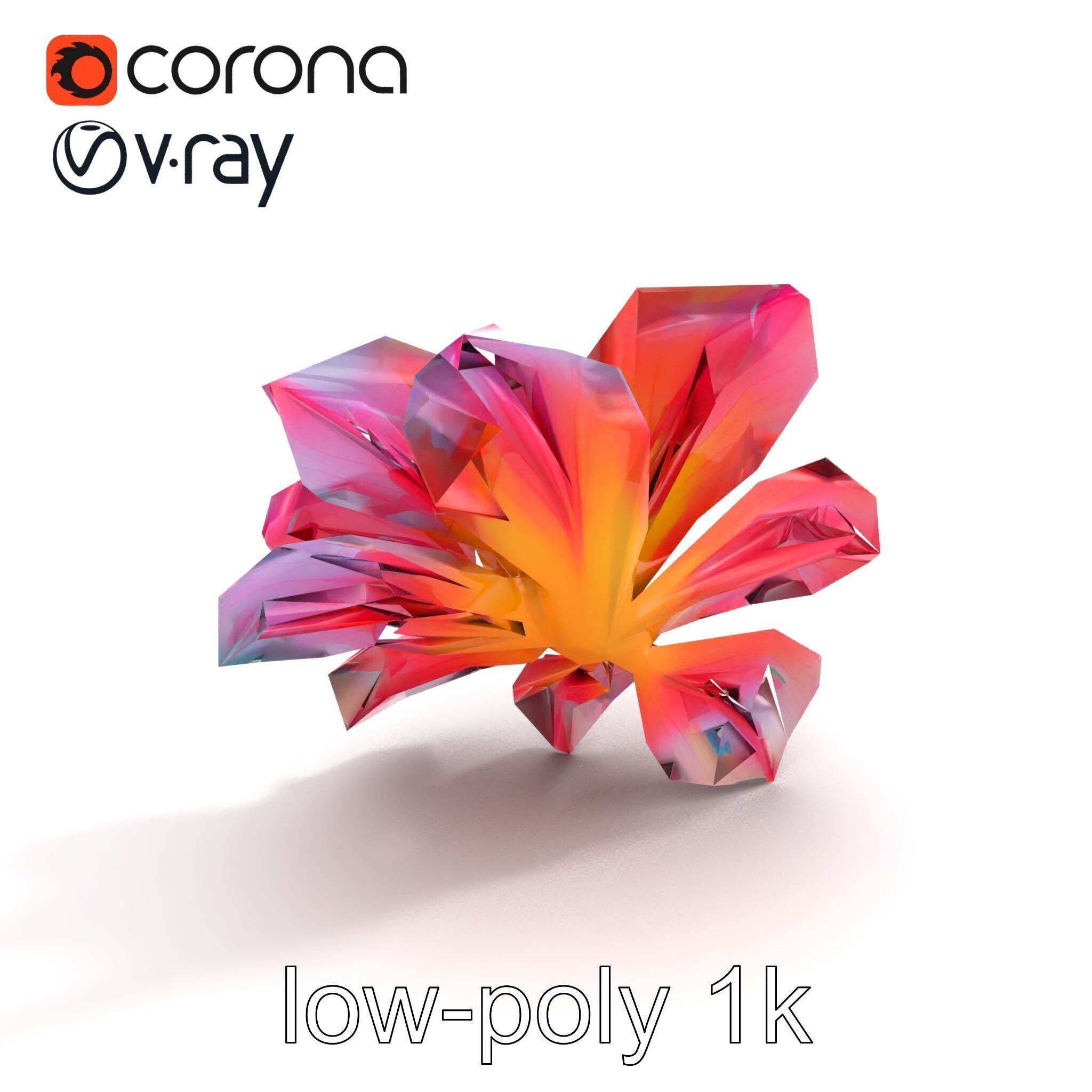 Iridescent Ethereal Flower with Veined Petals model pack Low-poly 3D model_9