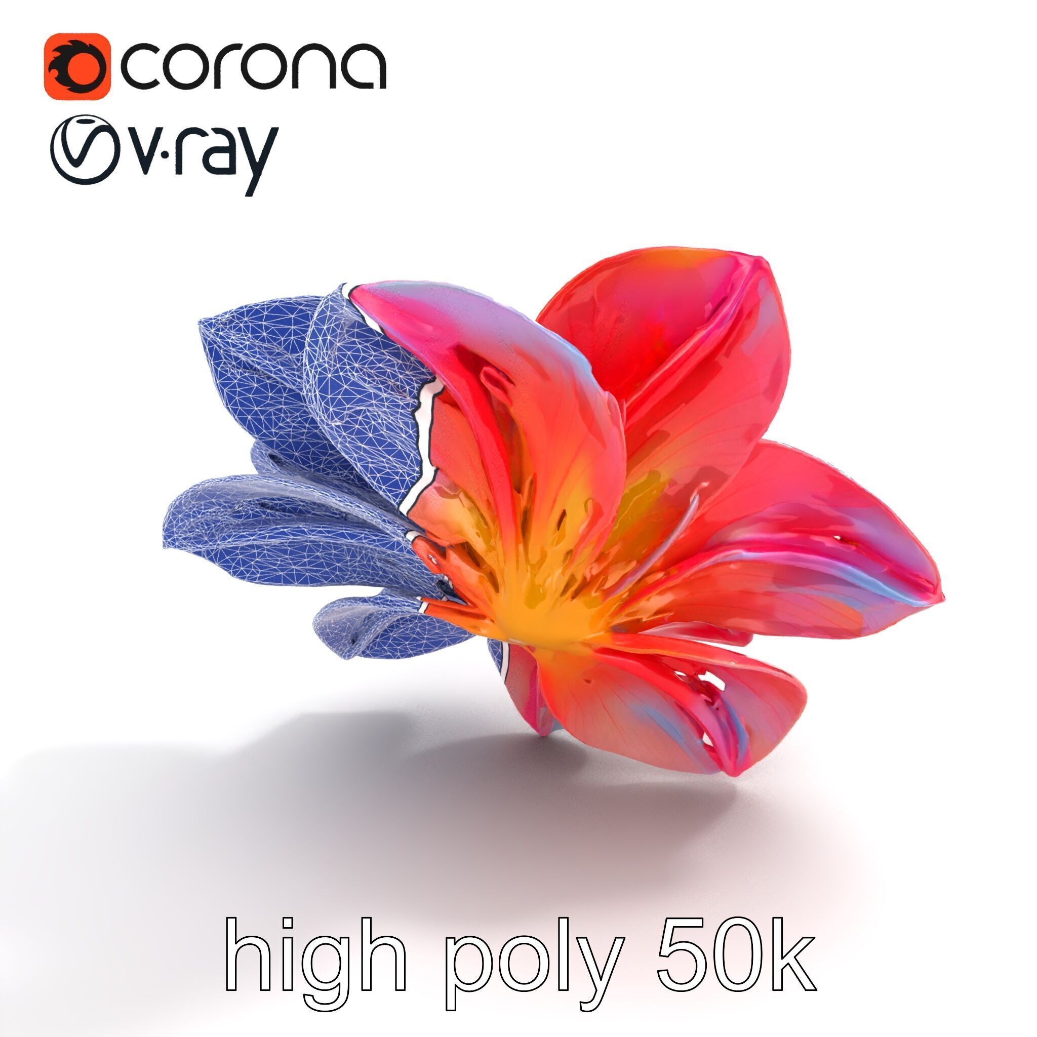 Iridescent Ethereal Flower with Veined Petals model pack Low-poly 3D model_28
