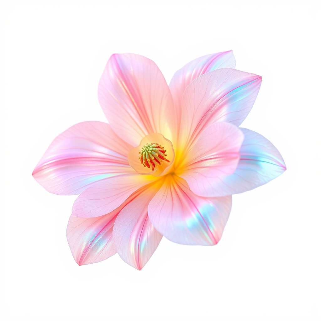 Iridescent Ethereal Flower with Veined Petals model pack Low-poly 3D model_4