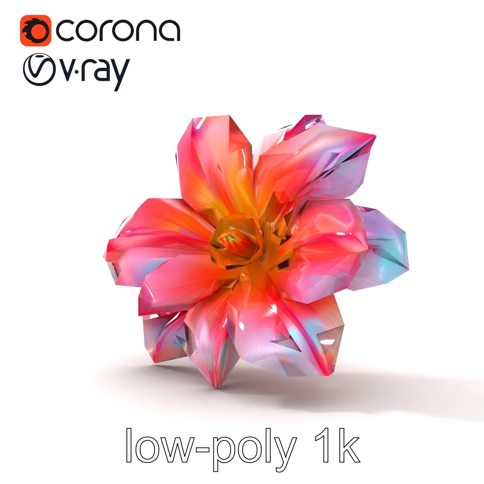 Iridescent Ethereal Flower with Veined Petals model pack Low-poly 3D model_22