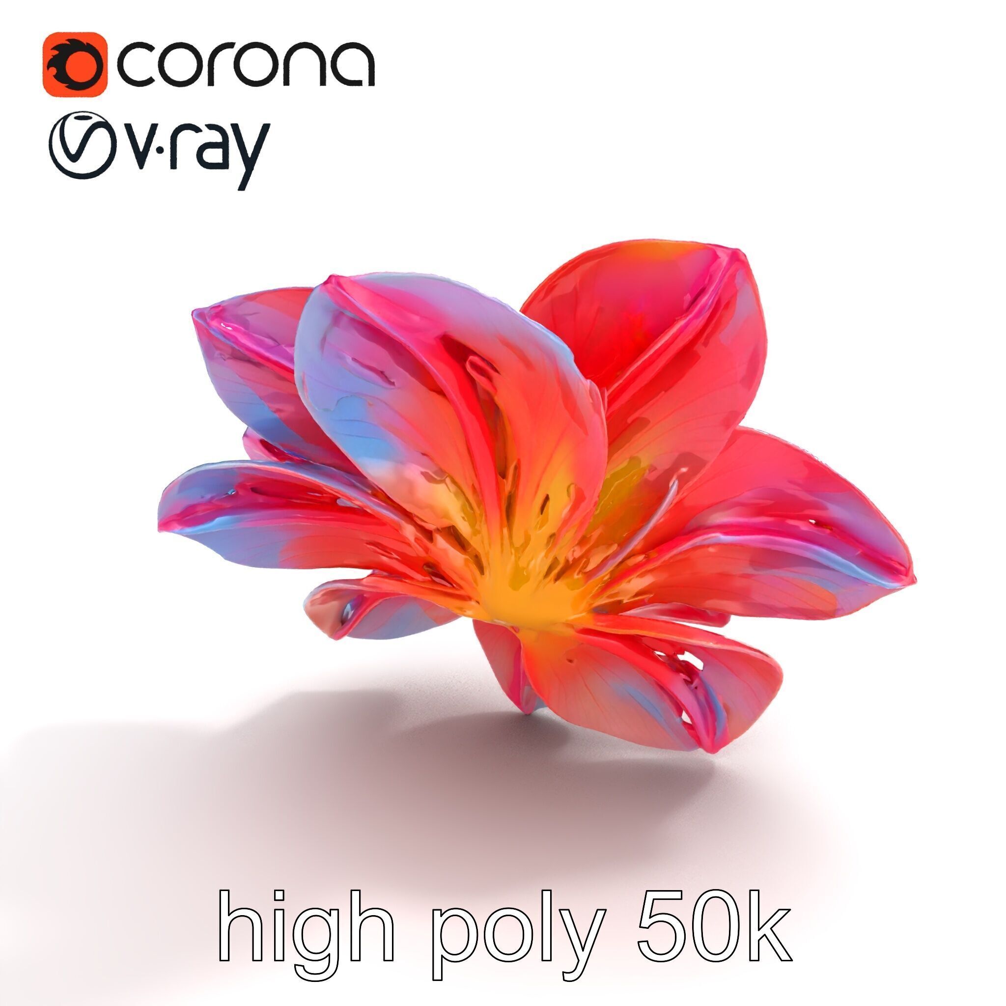 Iridescent Ethereal Flower with Veined Petals model pack Low-poly 3D model_26