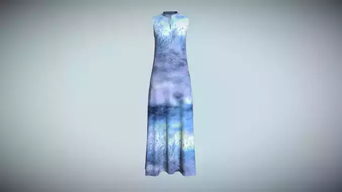 Girls Blue Dress In Low Poly