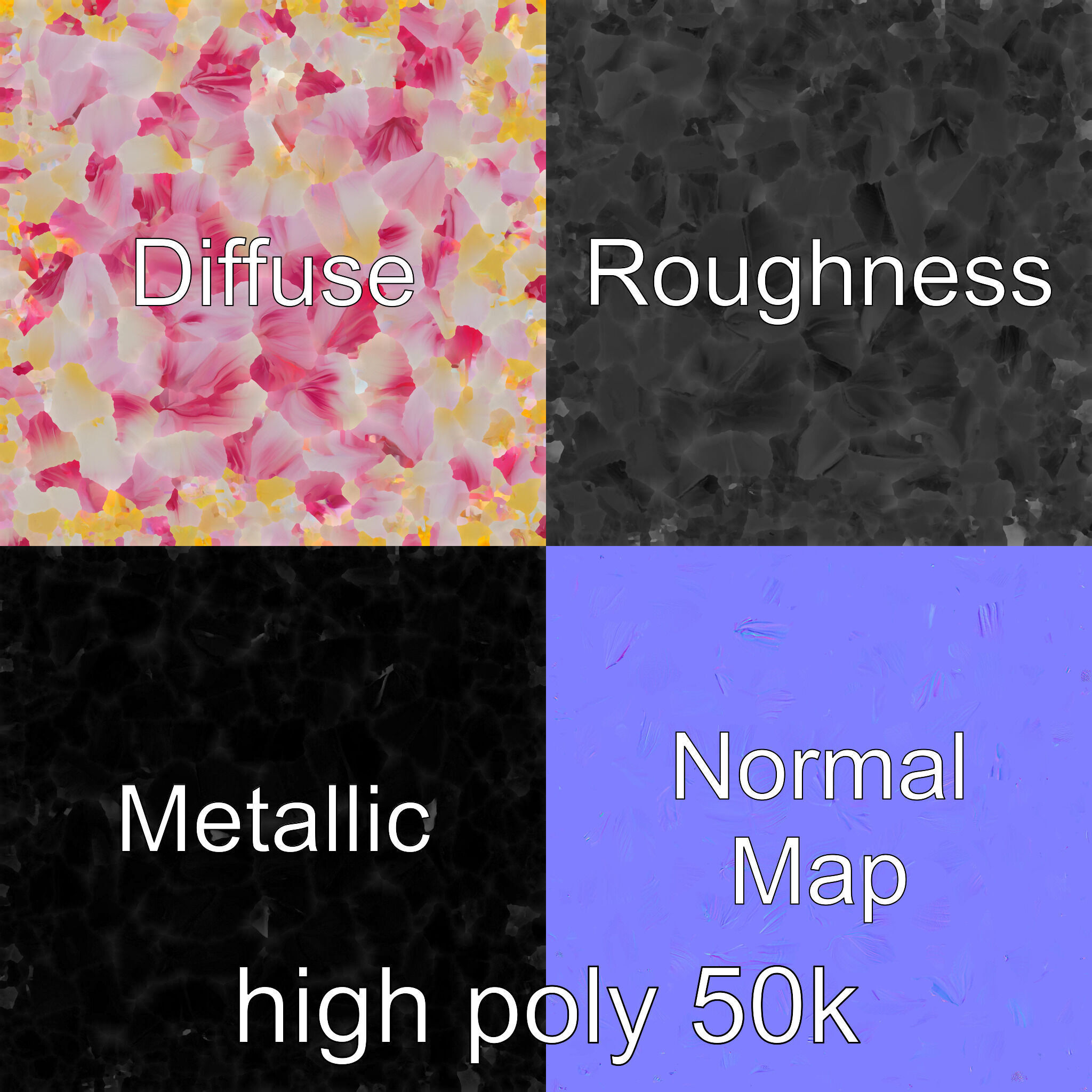 Shimmering Blossom With Panchromatic Petals model pack Low-poly 3D model_3