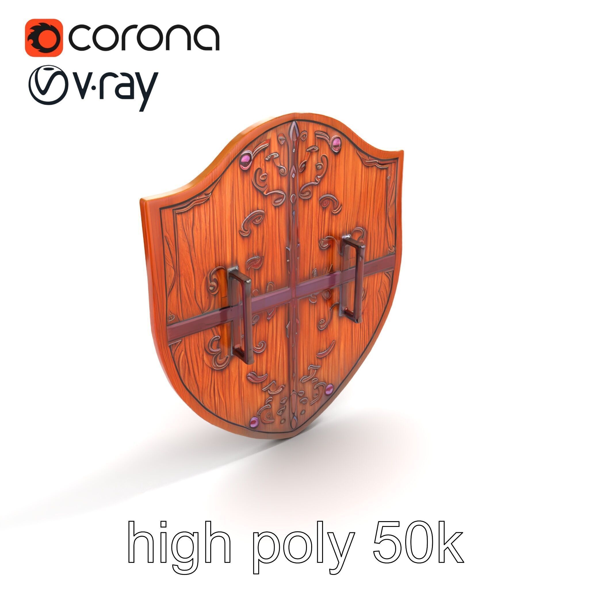 Mahogany Ruby Encrusted Shield model pack Low-poly 3D model_25