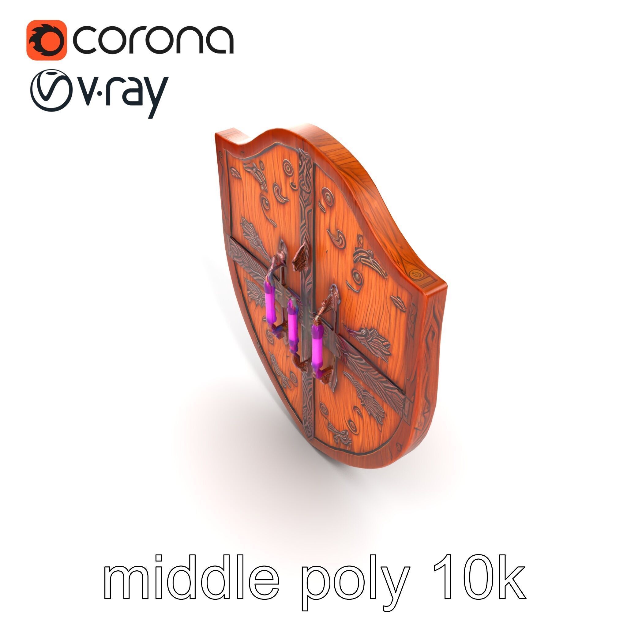 Mahogany Ruby Encrusted Shield model pack Low-poly 3D model_24