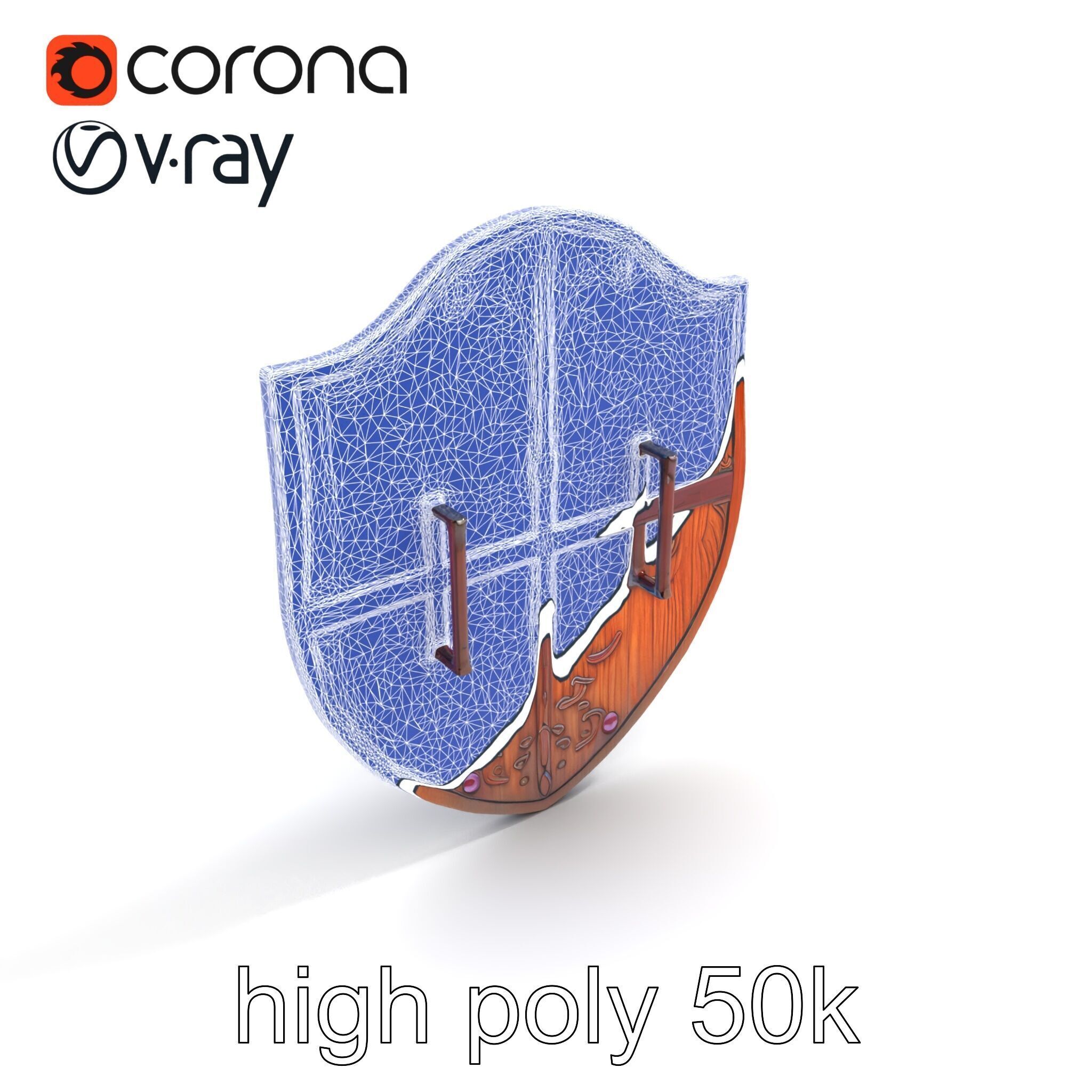 Mahogany Ruby Encrusted Shield model pack Low-poly 3D model_26
