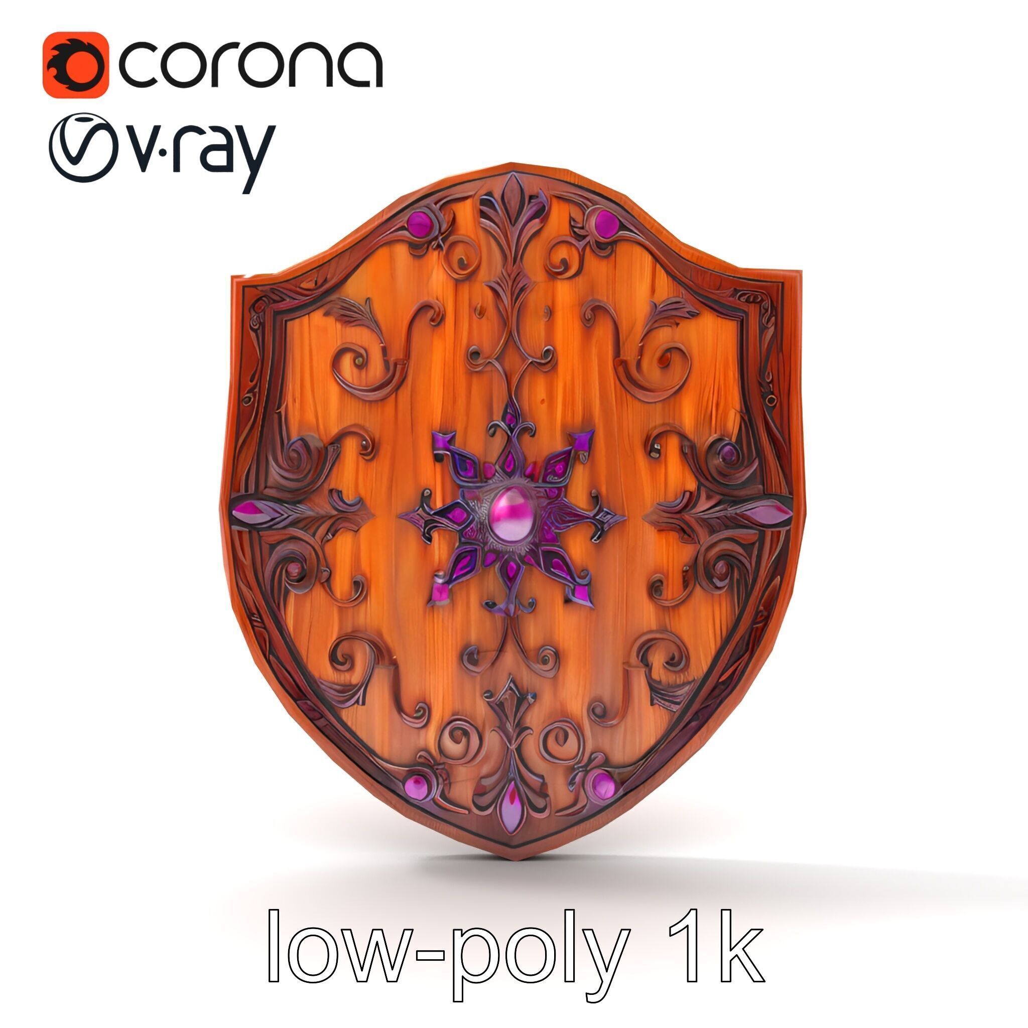 Mahogany Ruby Encrusted Shield model pack Low-poly 3D model_20