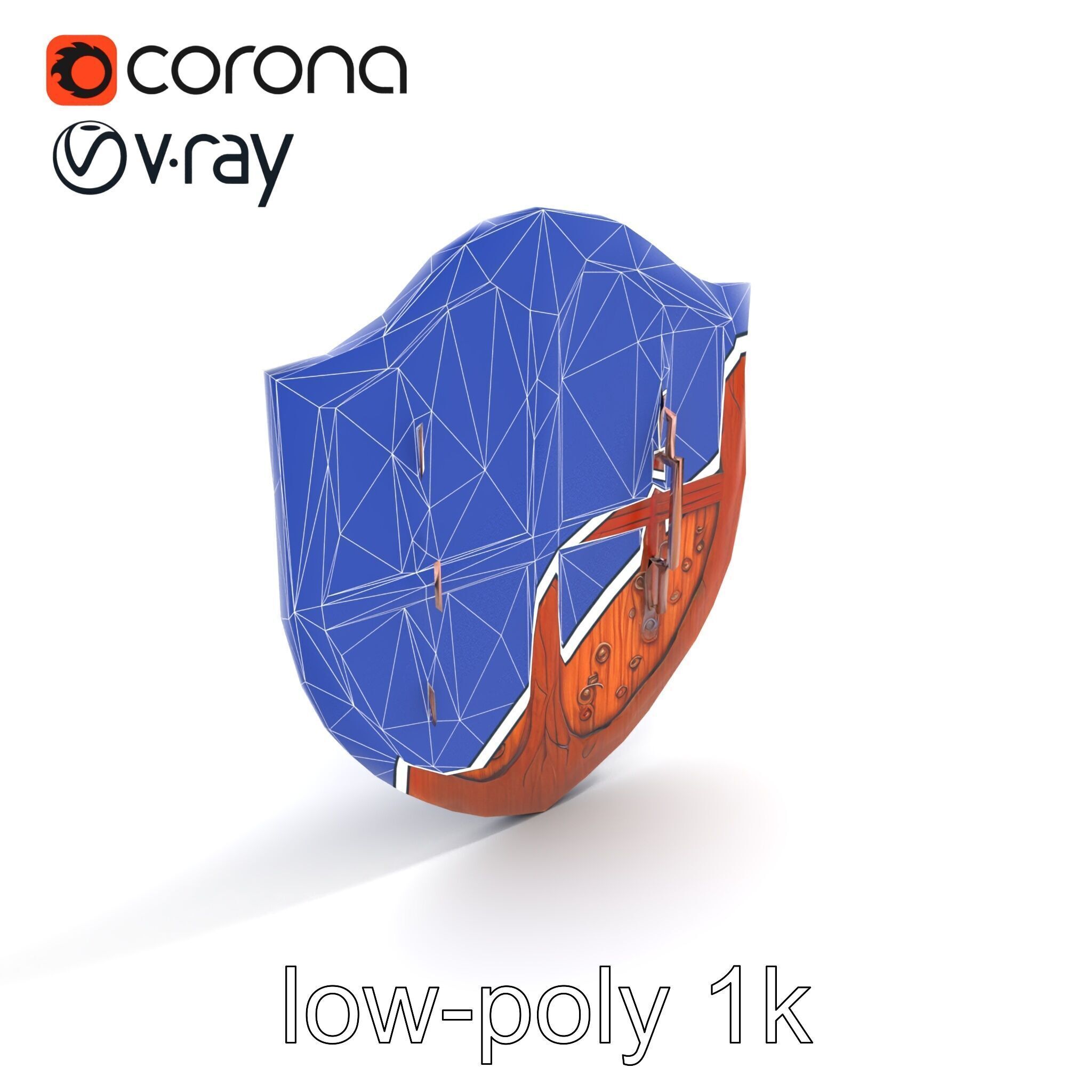 Mahogany Ruby Encrusted Shield model pack Low-poly 3D model_16