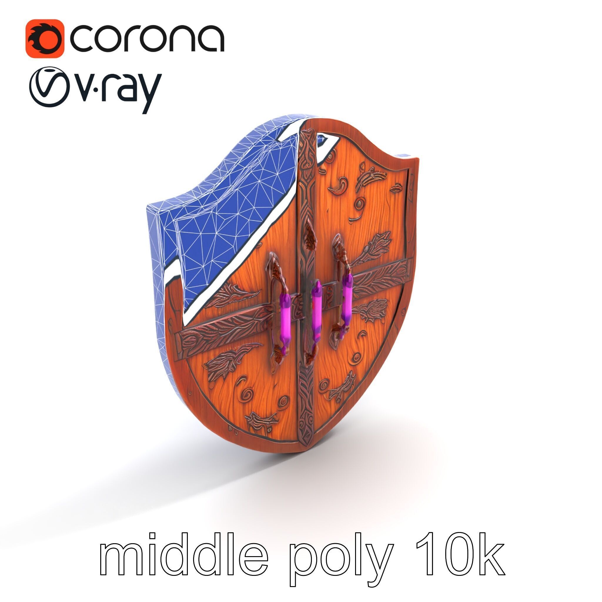 Mahogany Ruby Encrusted Shield model pack Low-poly 3D model_11