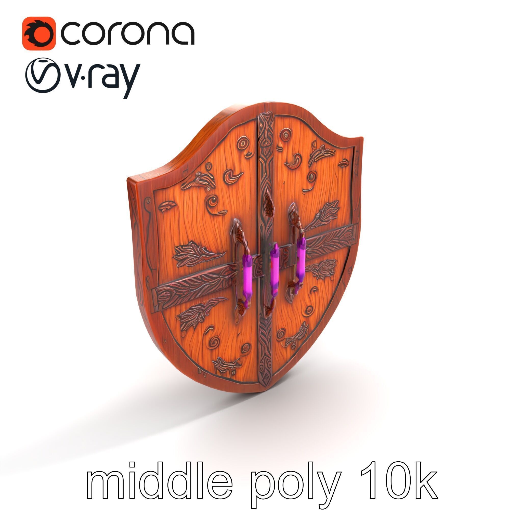 Mahogany Ruby Encrusted Shield model pack Low-poly 3D model_8
