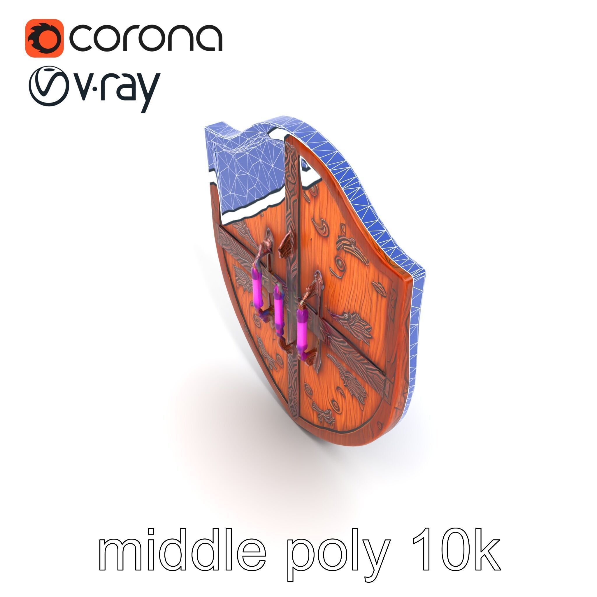 Mahogany Ruby Encrusted Shield model pack Low-poly 3D model_27