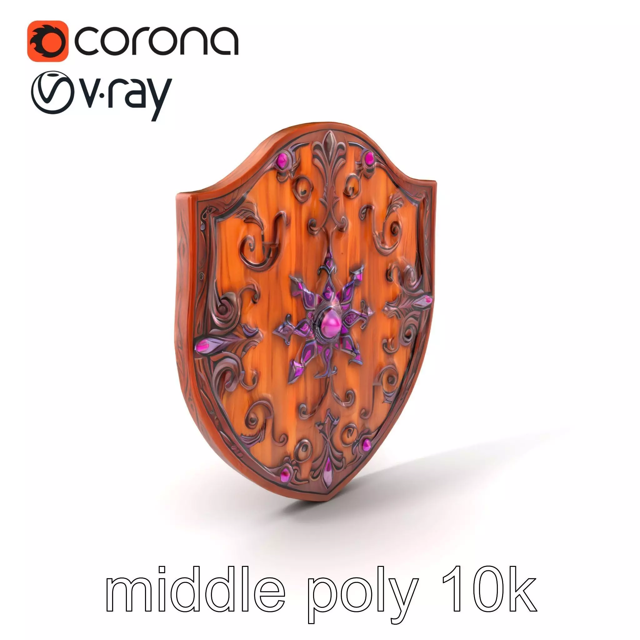 Mahogany Ruby Encrusted Shield model pack Low-poly 3D model_0
