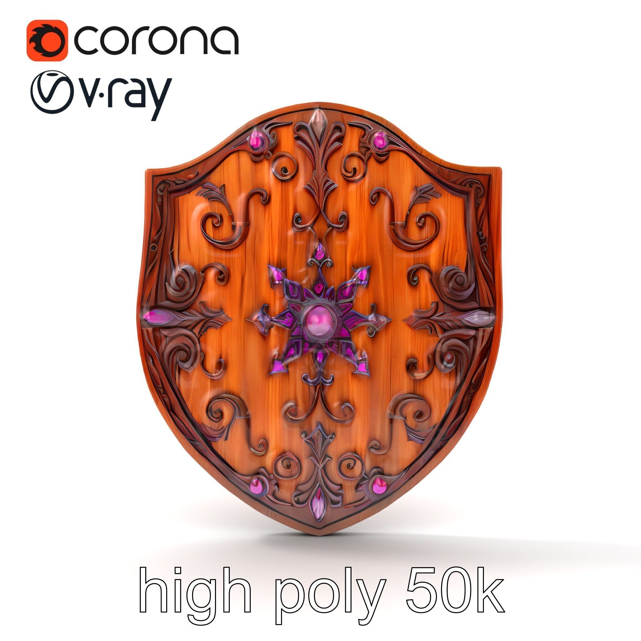 Mahogany Ruby Encrusted Shield model pack Low-poly 3D model_22