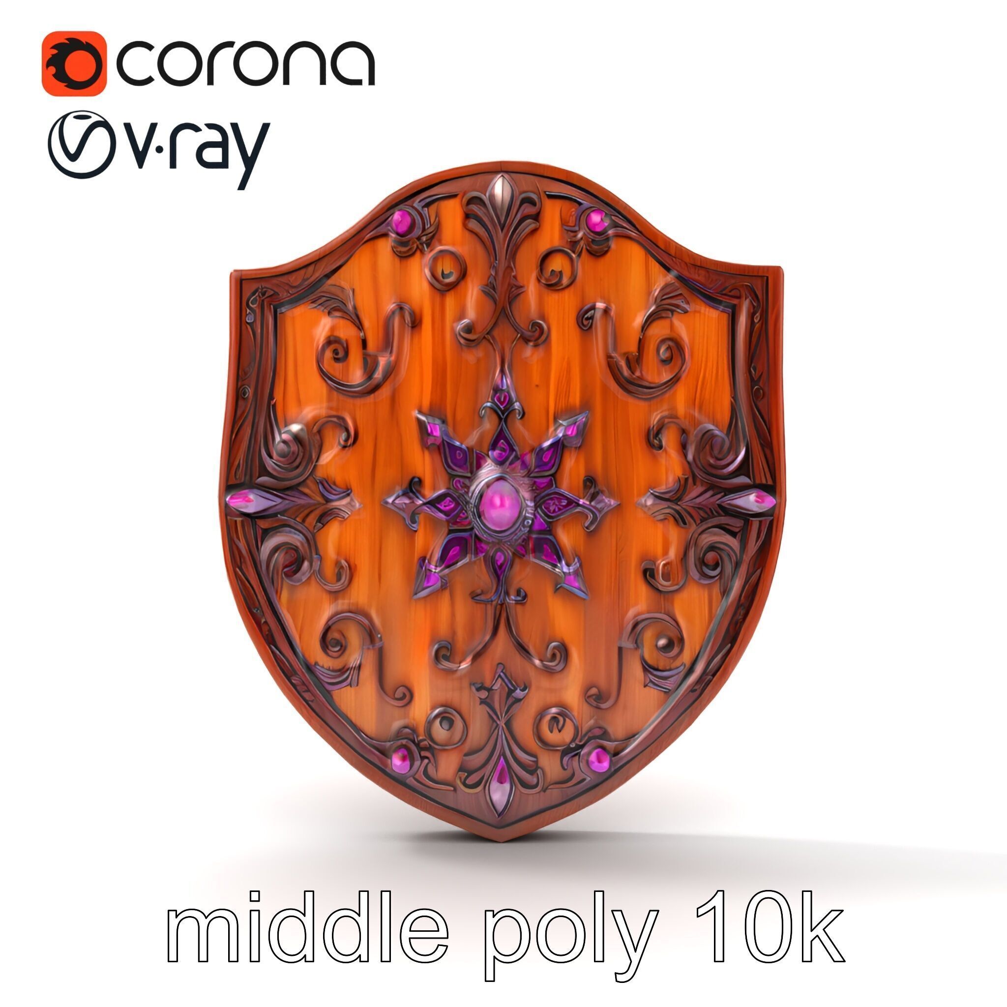 Mahogany Ruby Encrusted Shield model pack Low-poly 3D model_32