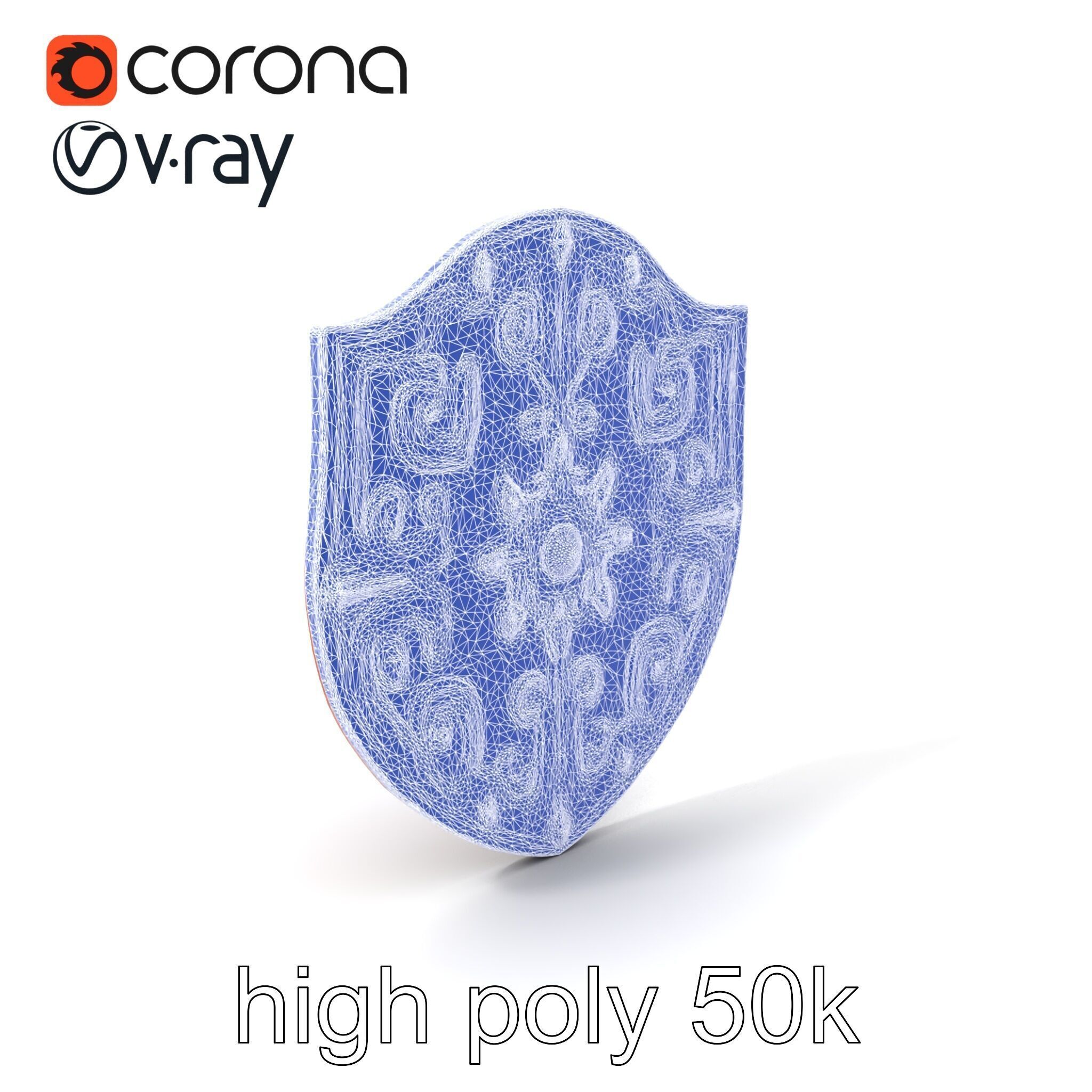 Mahogany Ruby Encrusted Shield model pack Low-poly 3D model_10