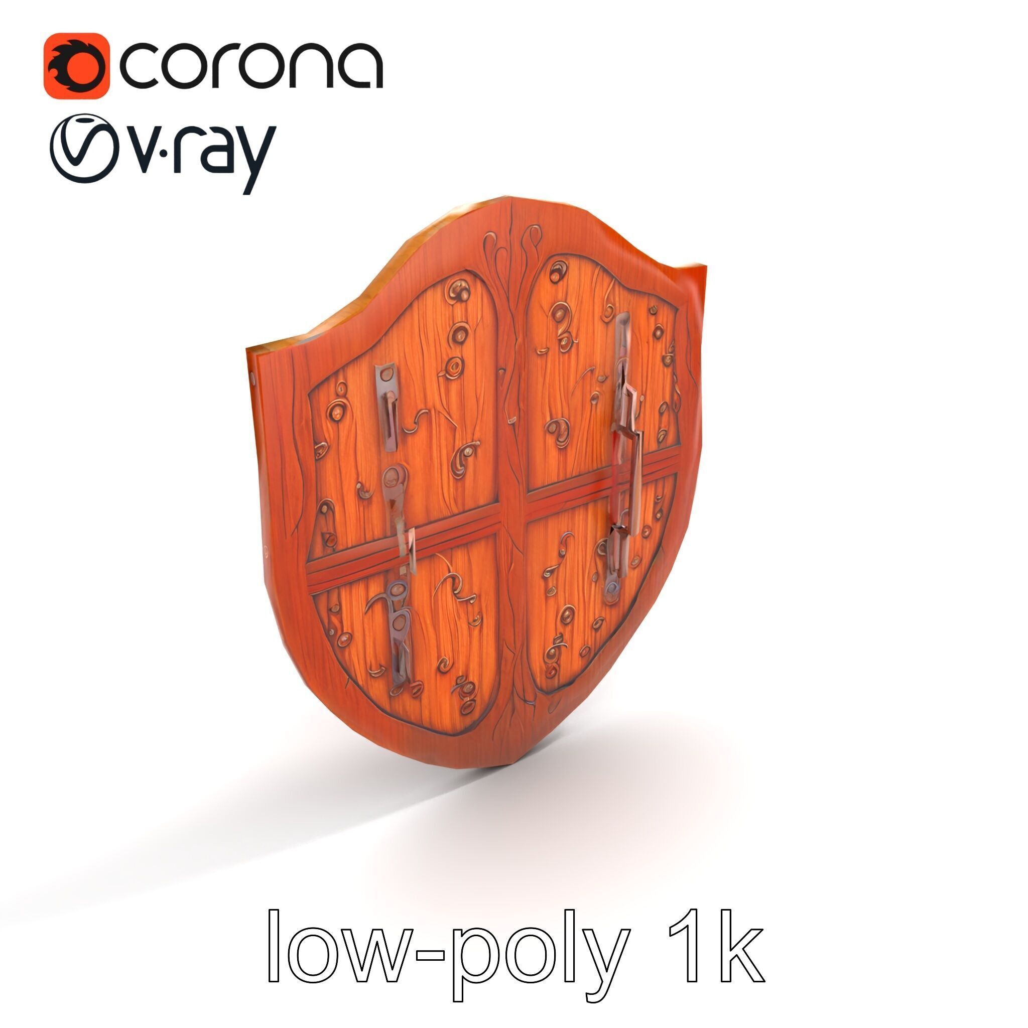 Mahogany Ruby Encrusted Shield model pack Low-poly 3D model_9