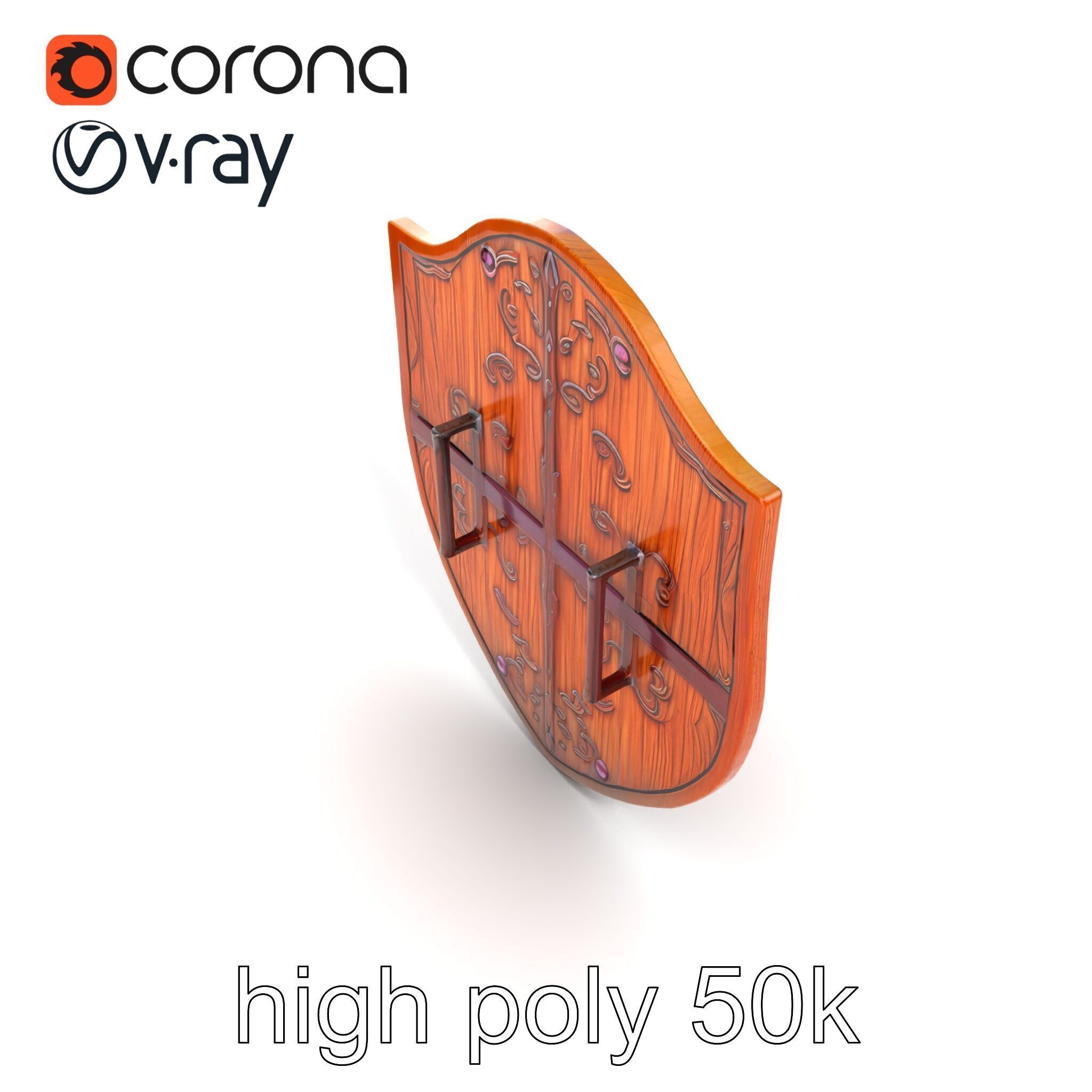 Mahogany Ruby Encrusted Shield model pack Low-poly 3D model_19