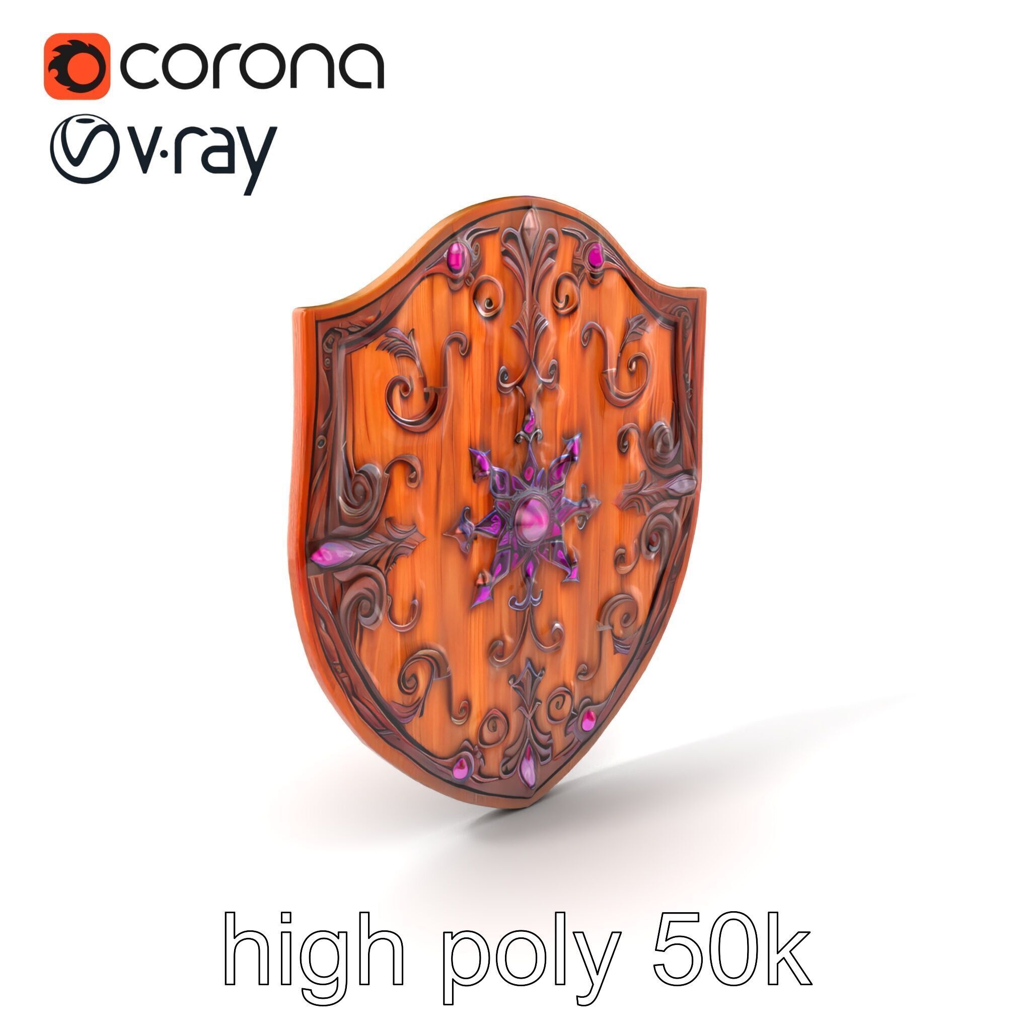 Mahogany Ruby Encrusted Shield model pack Low-poly 3D model_2